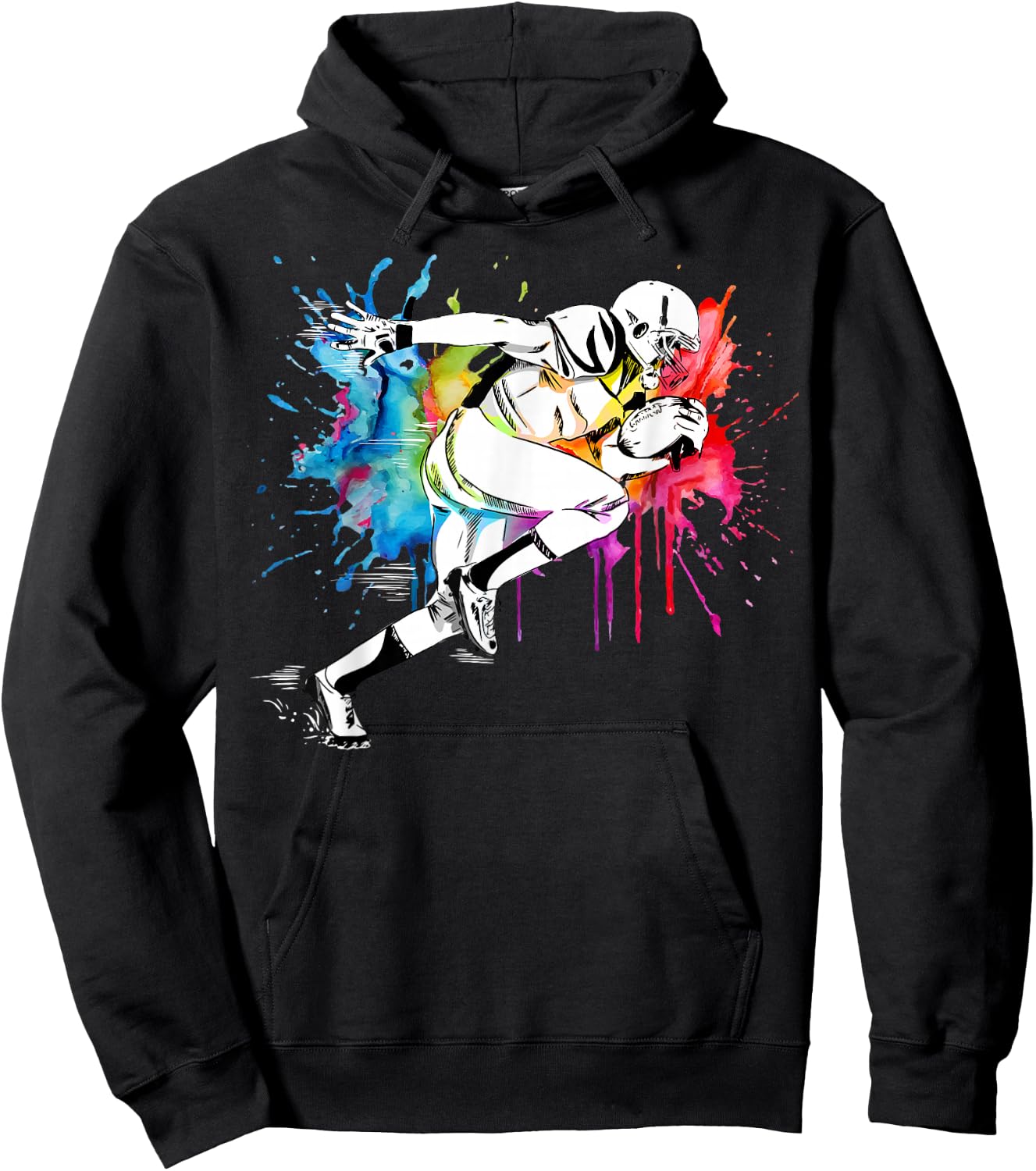 American Football Player Paint Hoodie - Hoodie | Black