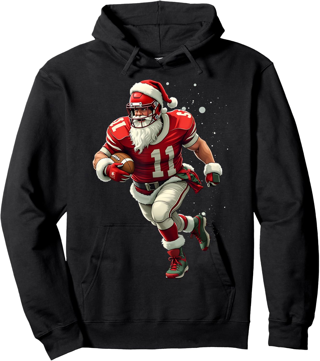 Santa Sports Christmas Football Player Boys Hoodie - Hoodie | Black