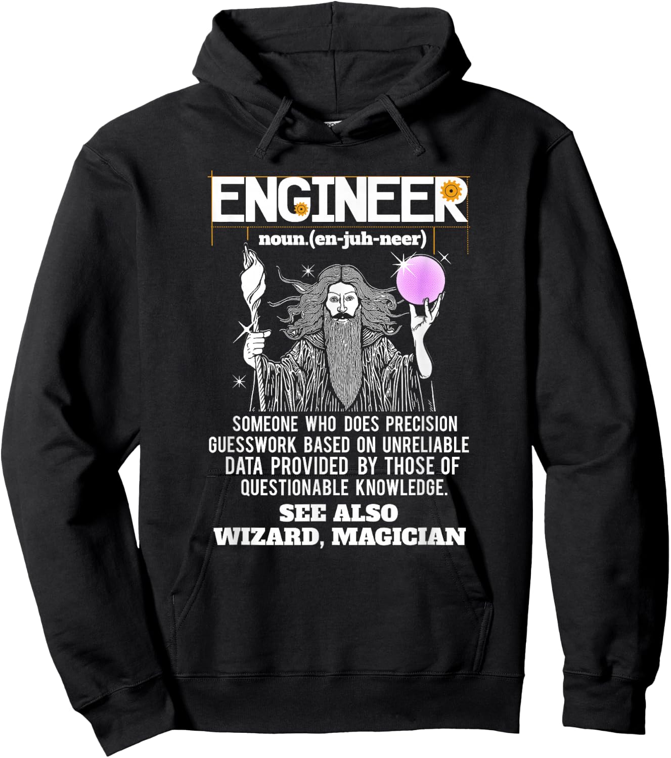 Engineer Funny Mechanical Civil Engineering Wizard T Shirt Hoodie - Hoodie | Black