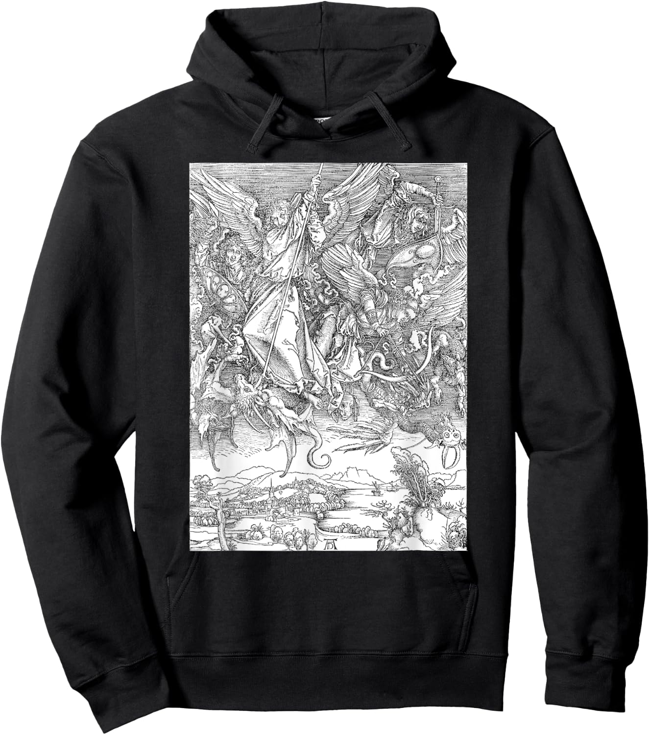 Albrecht Durer, Michael Slaying the Dragon Engraving, Occult Hoodie - Hoodie | Black