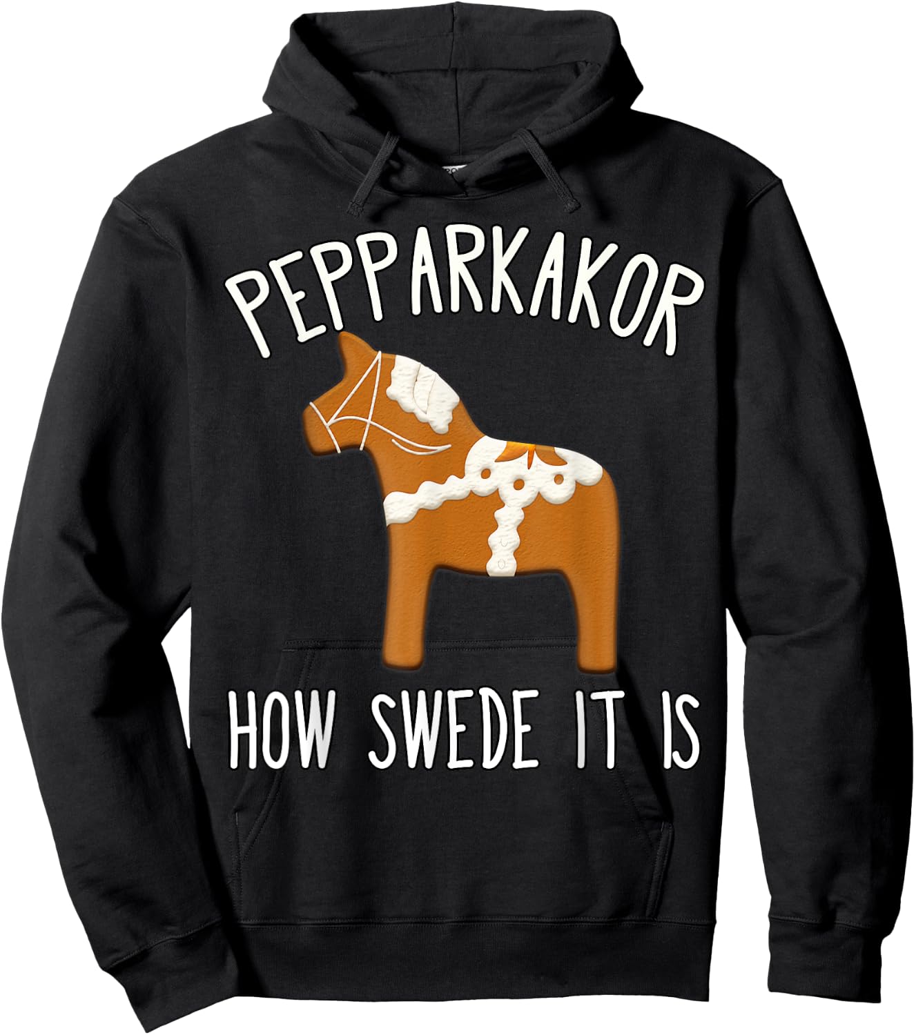 Pepparkakor How Swede it is Christmas Cookies Dala Horse Hoodie - Hoodie | Black
