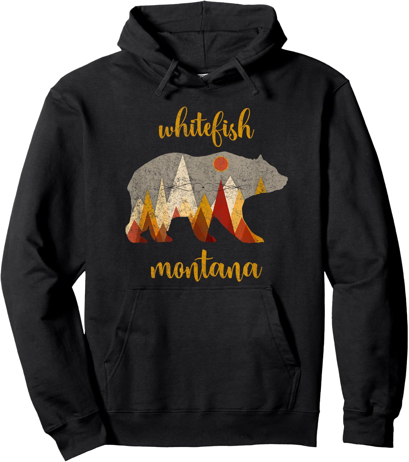 Retro Whitefish Montana Shirt Whitefish Family Vacation Hoodie - Hoodie | Black