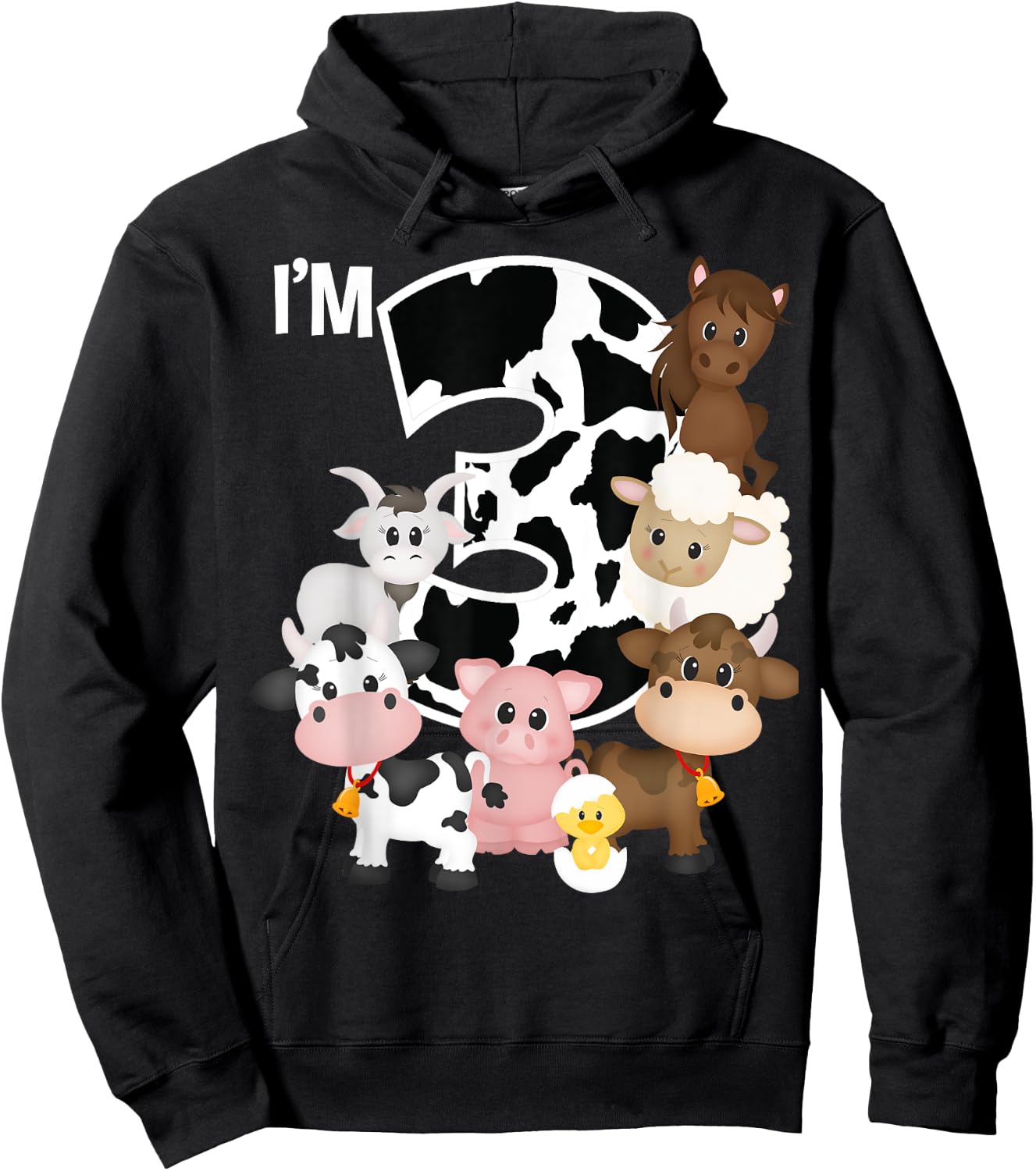 Farm Animals Barnyard Farm House 3rd Birthday Party Supply Hoodie - Hoodie | Black