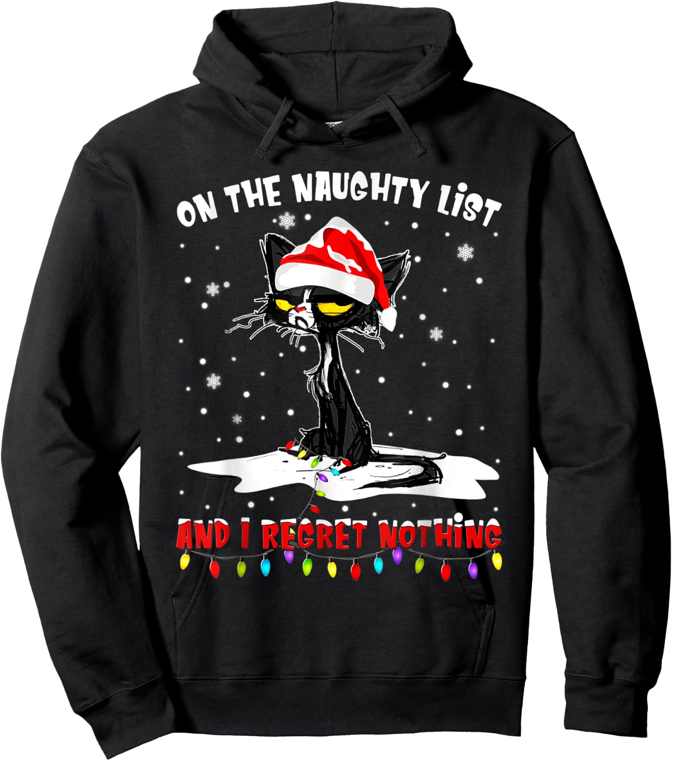 On the naughty list and i regret nothing black cat Women Kids Hoodie - Hoodie | Black