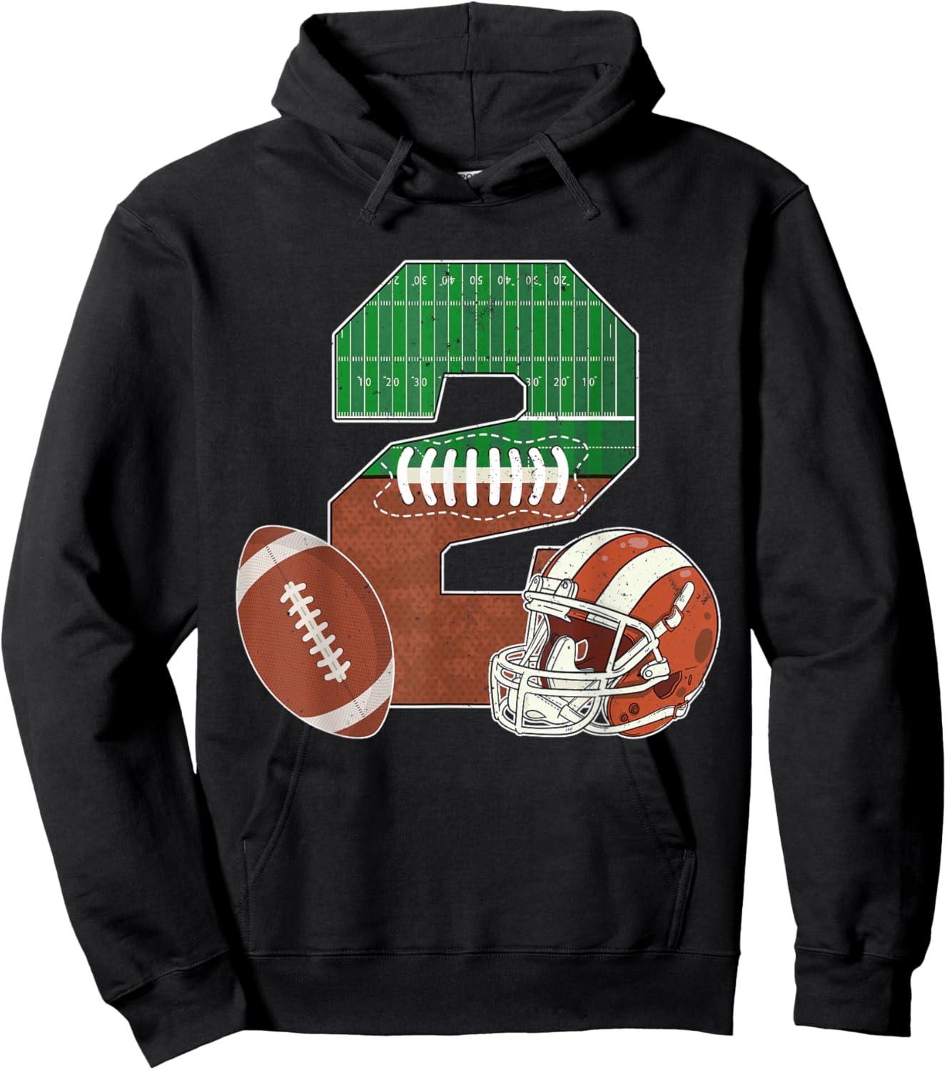 2nd Birthday Football Theme 2 Year Old Boy Party Hoodie - Hoodie | Black