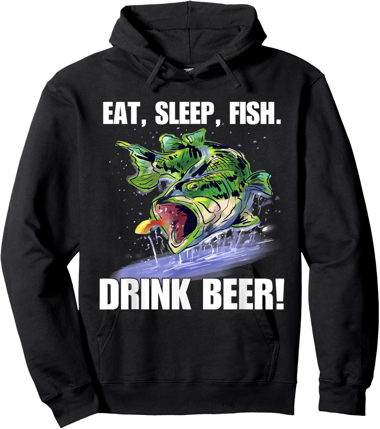 Eat Sleep Fish Drink Beer Funny Fishing Hoodie - Hoodie | Black