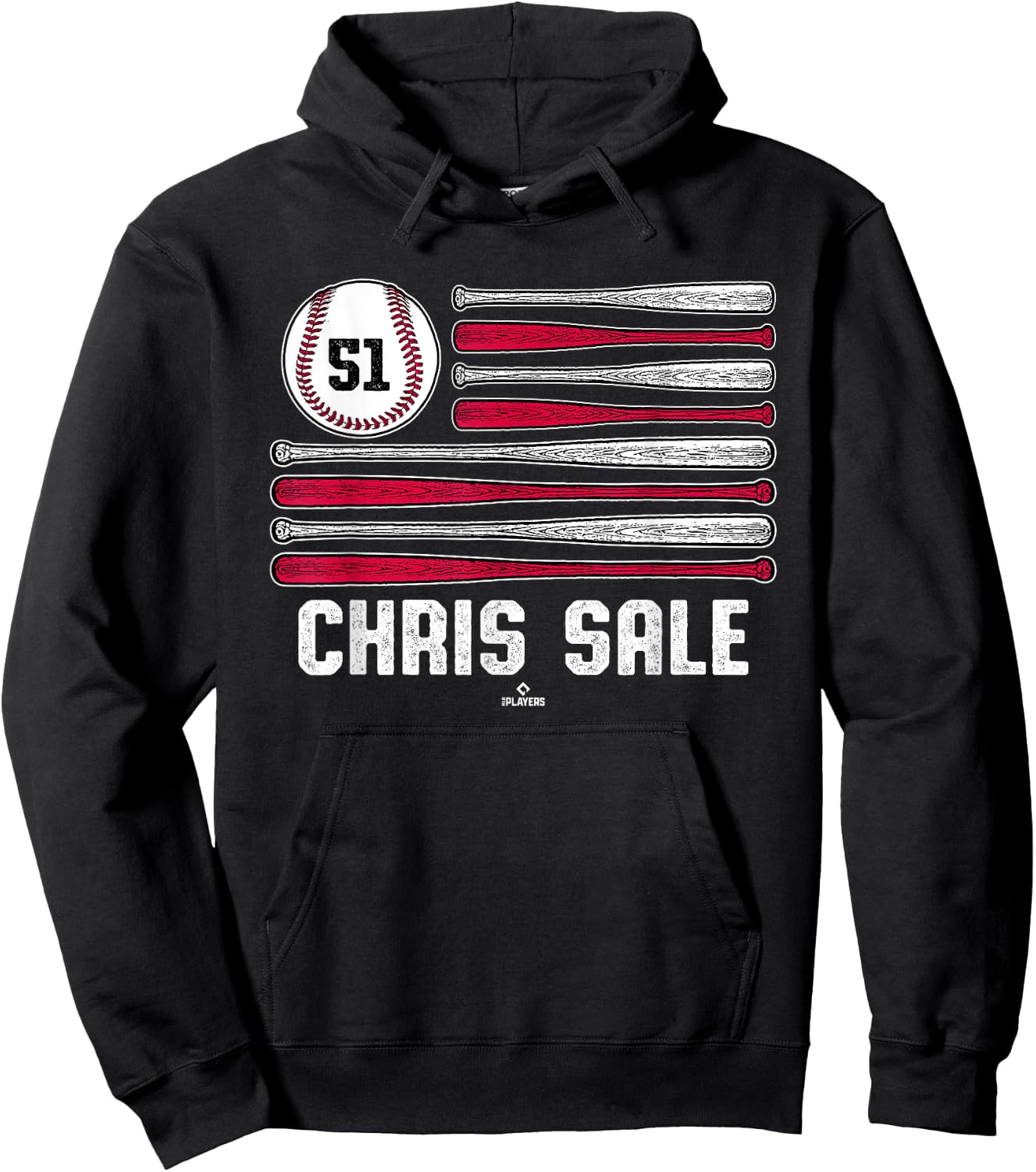 Baseball American Flag Chris Sale Atlanta Baseball MLBPA Hoodie - Hoodie | Black