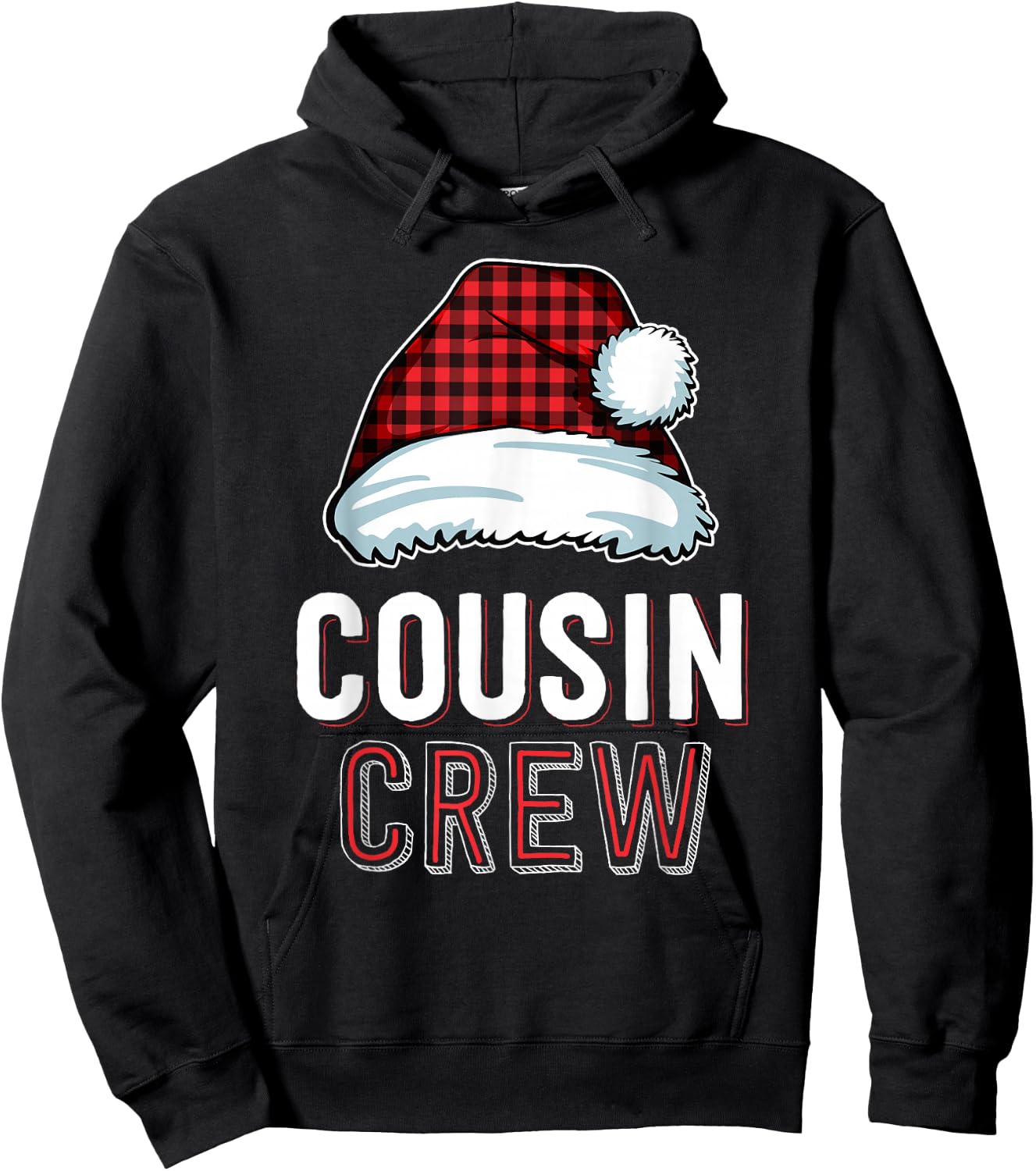 Cousin Crew Red Buffalo Plaid Family Matching Christmas Hoodie - Hoodie | Black
