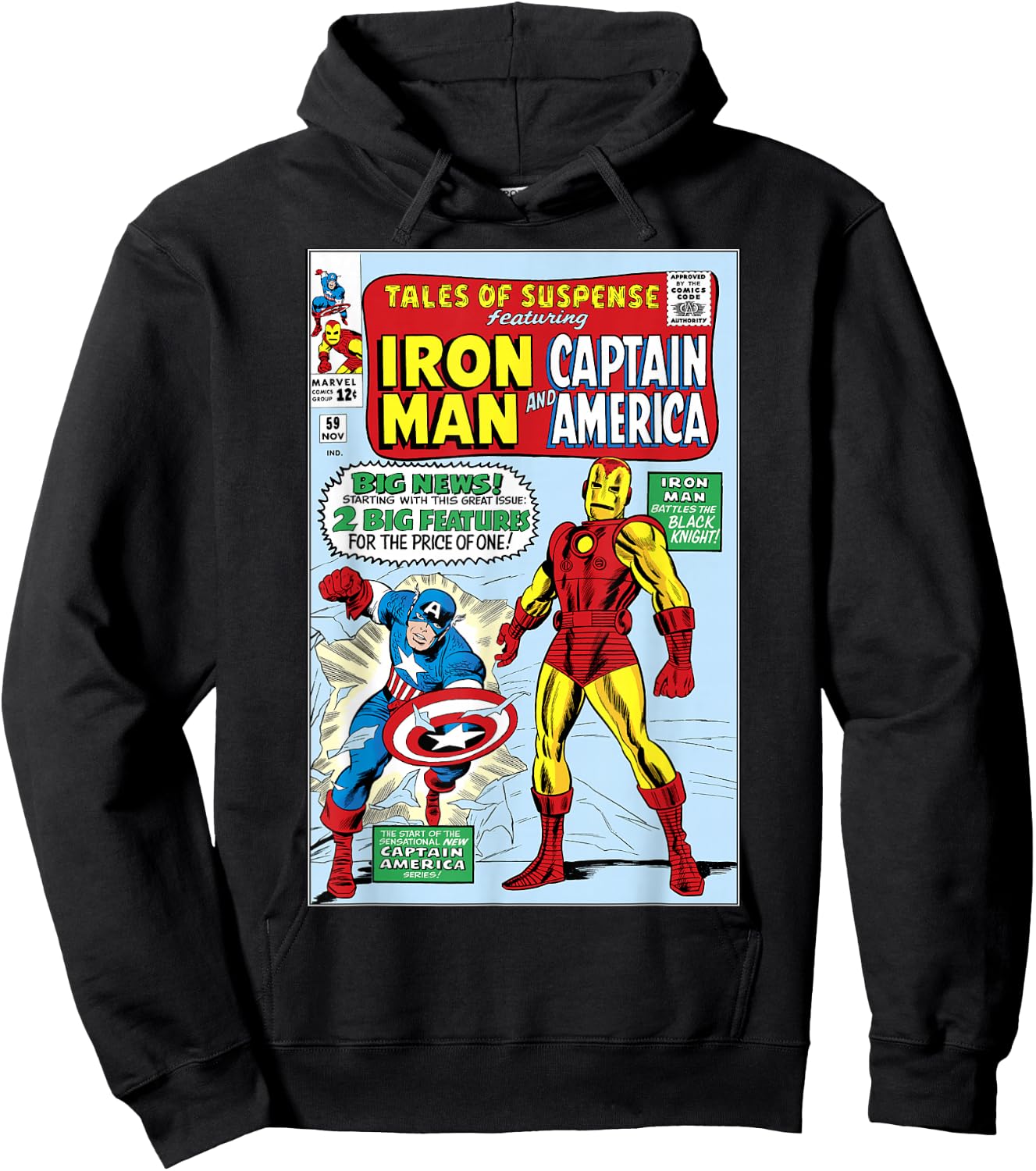 Marvel Iron Man And Captain America Comic Cover Hoodie - Hoodie | Black