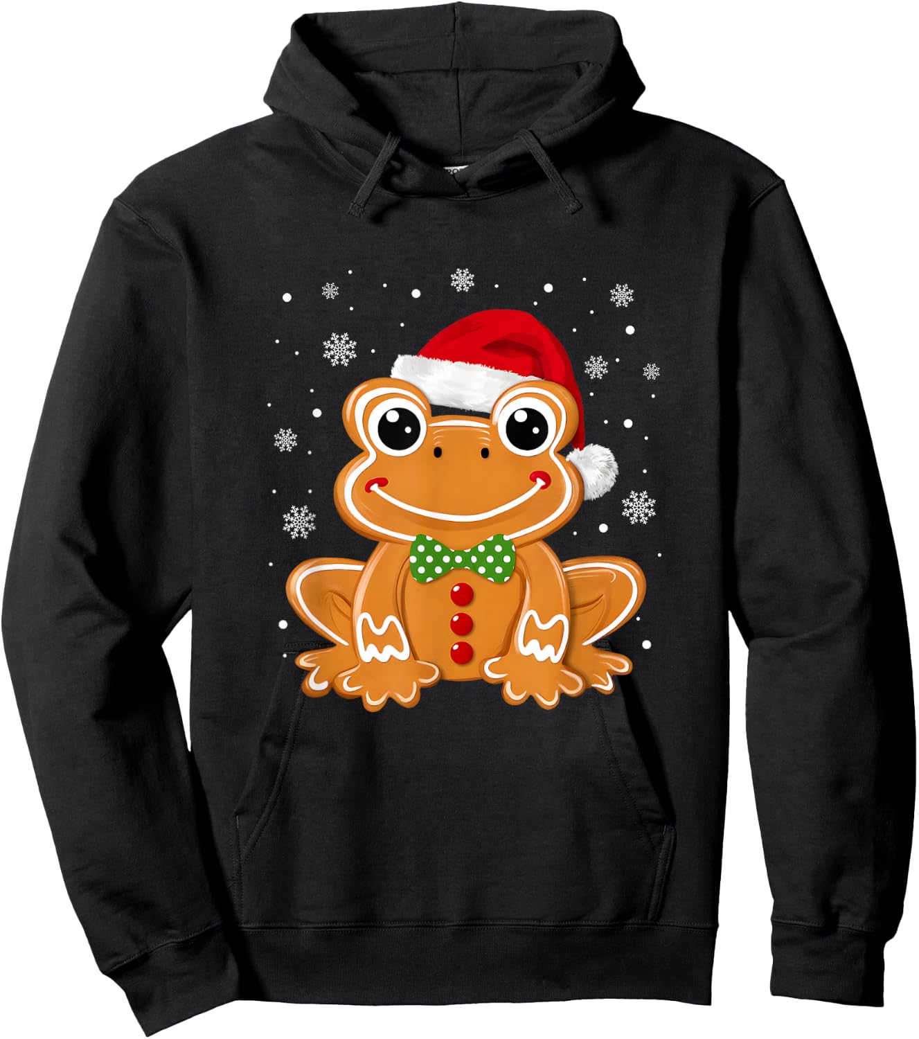 Funny Gingerbread Man Frog Christmas Kids Hoodie - Hoodie | Black