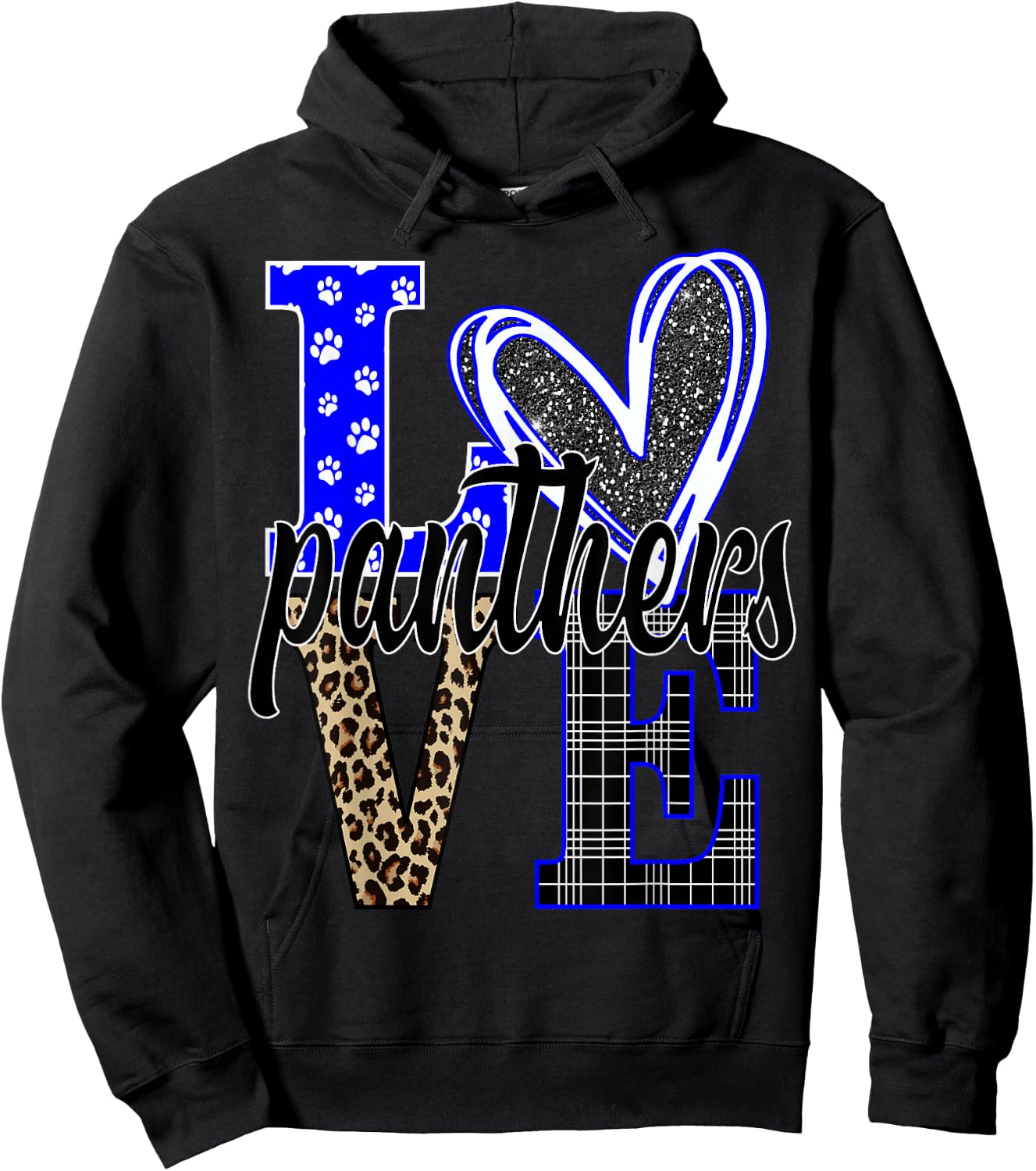 School Spirit Panthers Panther Pride Baseball Mom Hoodie - Hoodie | Black