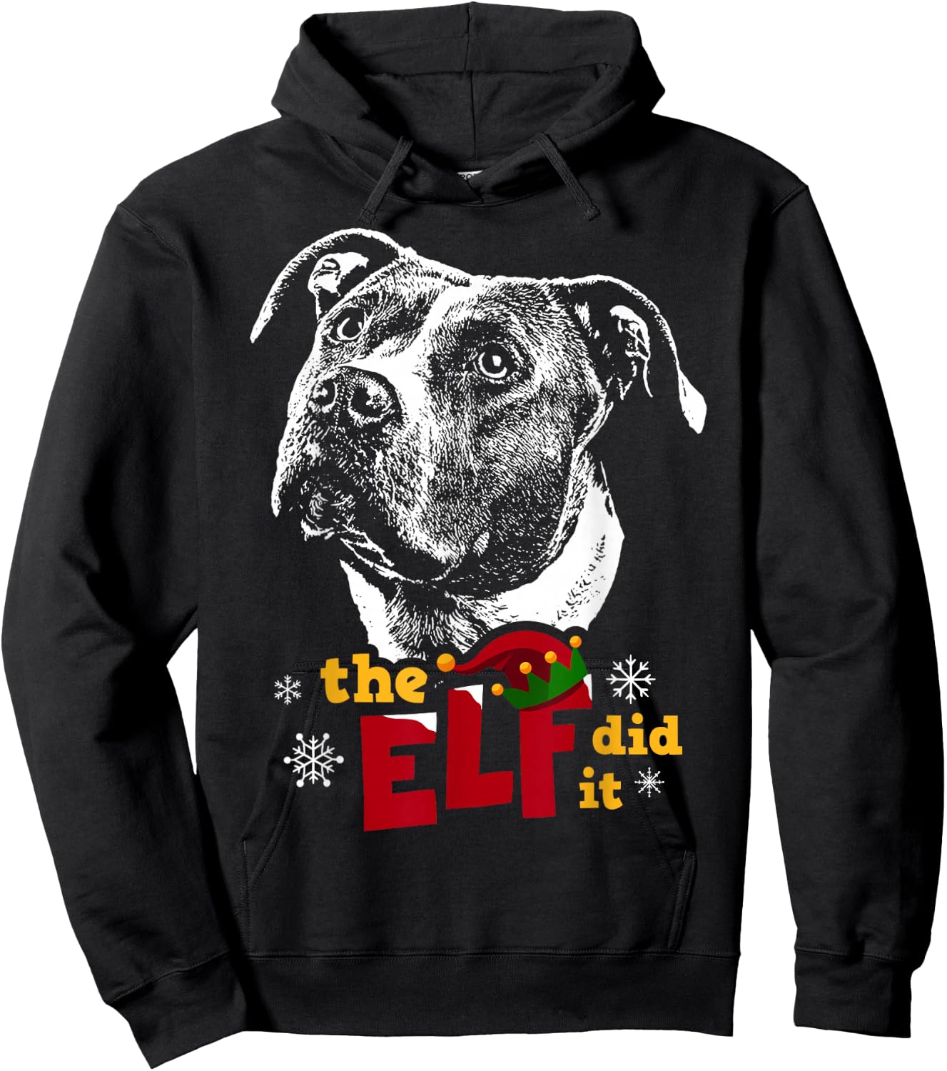 Elf did it Pitbull Christmas Hoodie - Hoodie | Black