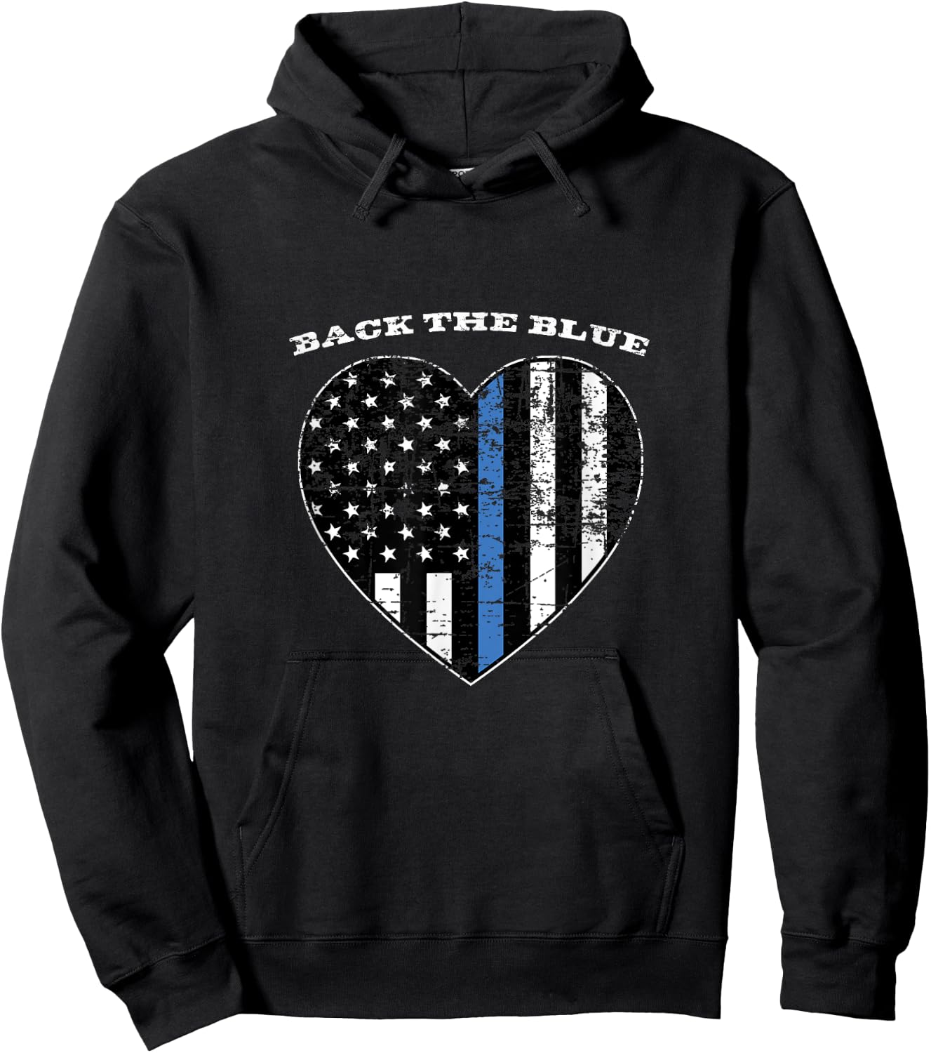Back the Blue Thin Blue Line American Flag Police Support Men Hoodie - Hoodie | Black