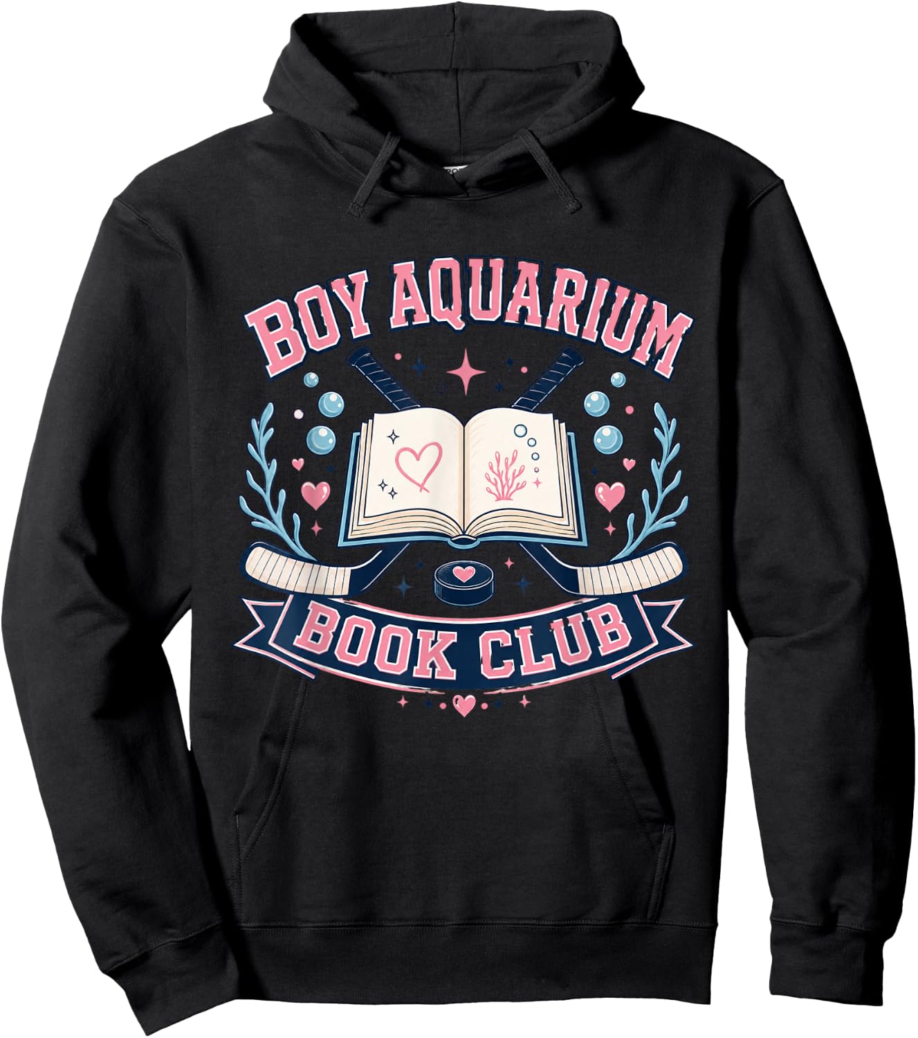Boy Aquarium Book Club Hockey Romance Reader Aesthetic Vibes Hoodie - Hoodie | Black