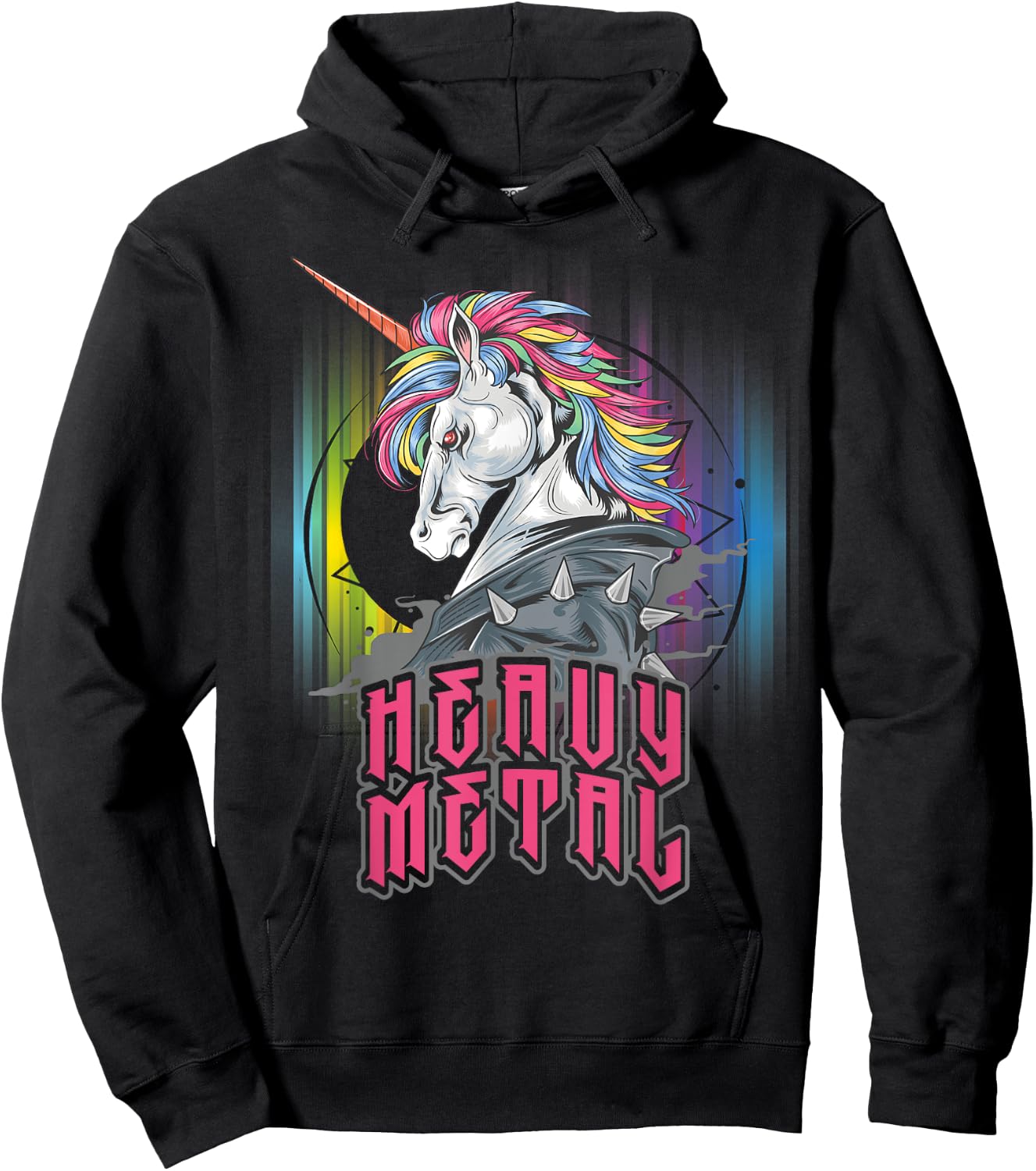Funny Heavy Metal Unicorn Design Woman Kids Hoodie - Hoodie | Black