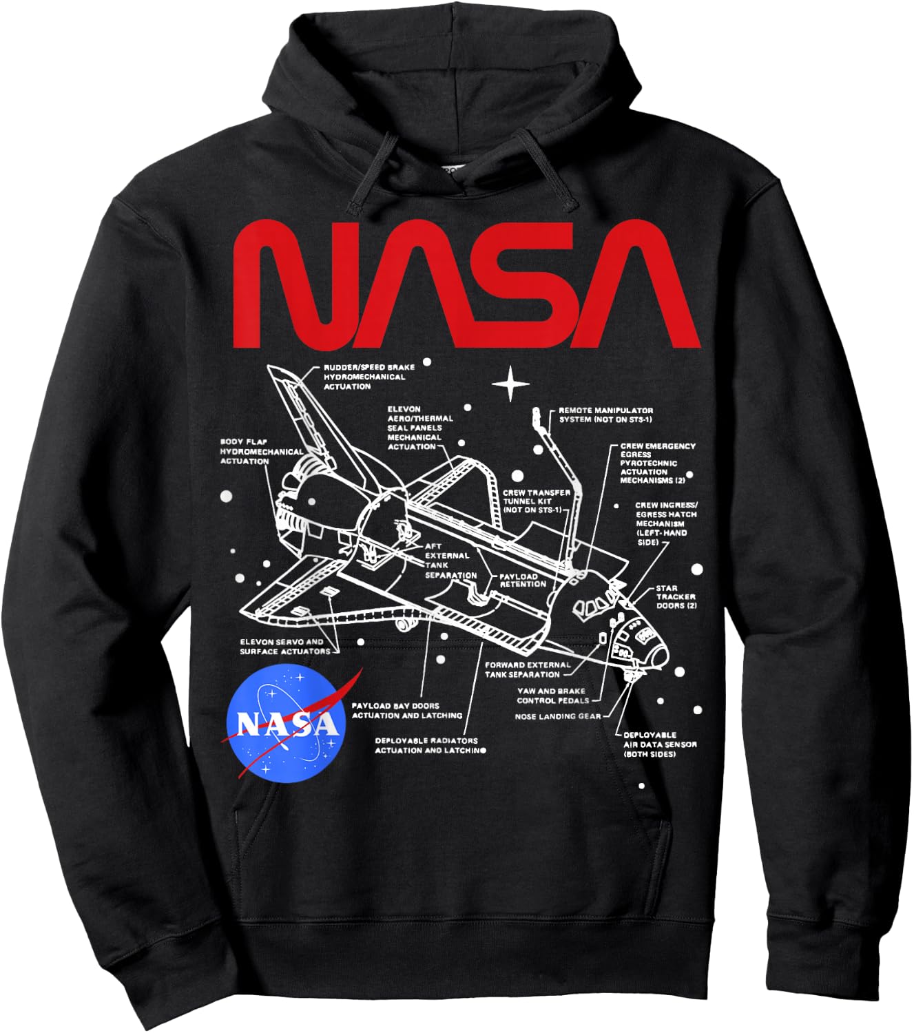 NASA Space Shuttle Schematic Layout Hoodie - Hoodie | Black
