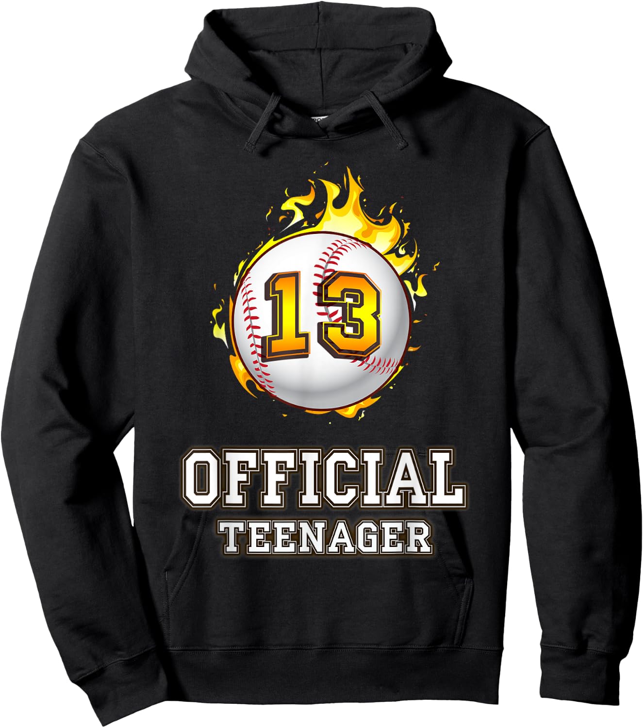 Official Teenager Baseball 13th Birthday Gift Hoodie - Hoodie | Black