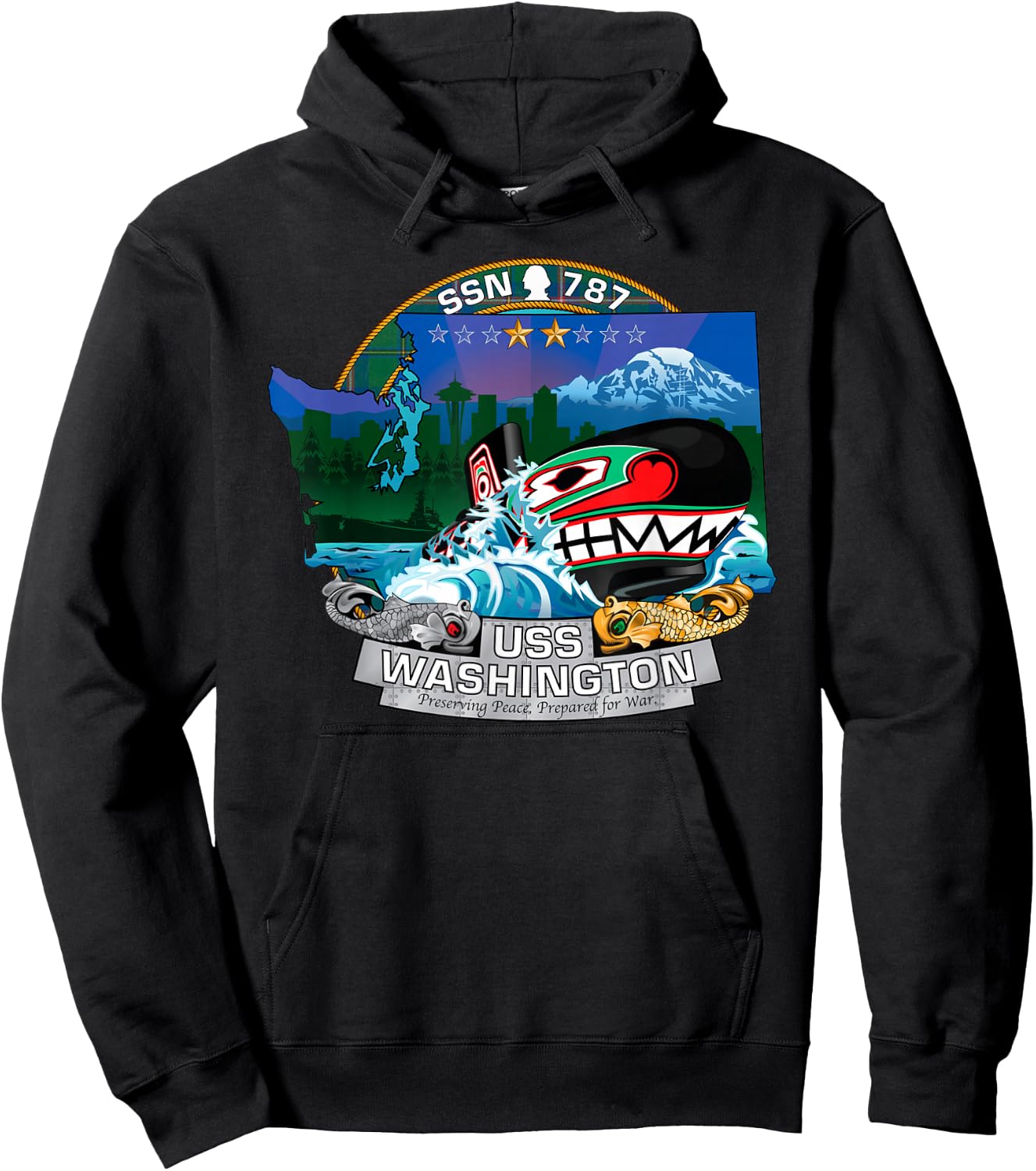 Submarine Veteran SSN-787 USS Washington U-boat Gift Hoodie - Hoodie | Black