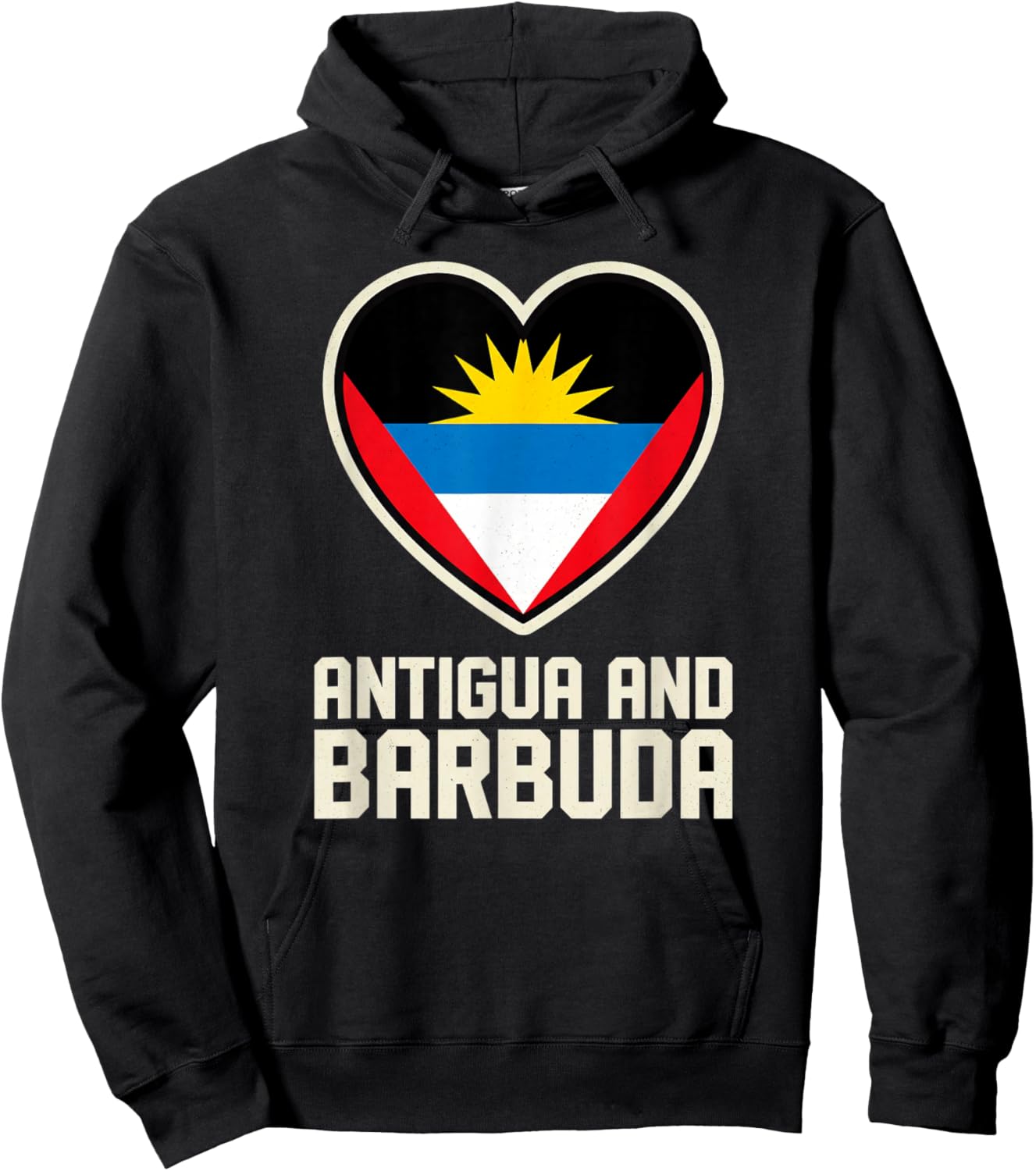 Antigua and Barbuda Heart Flag Vintage Souvenir Hoodie - Hoodie | Black