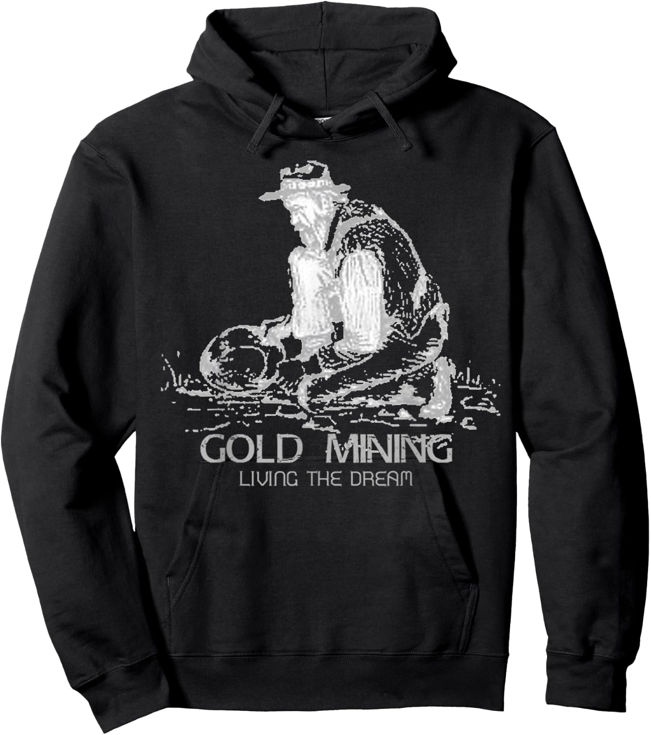Vintage Gold Mining Living The Dream Retro Miner Sluicing Hoodie - Hoodie | Black