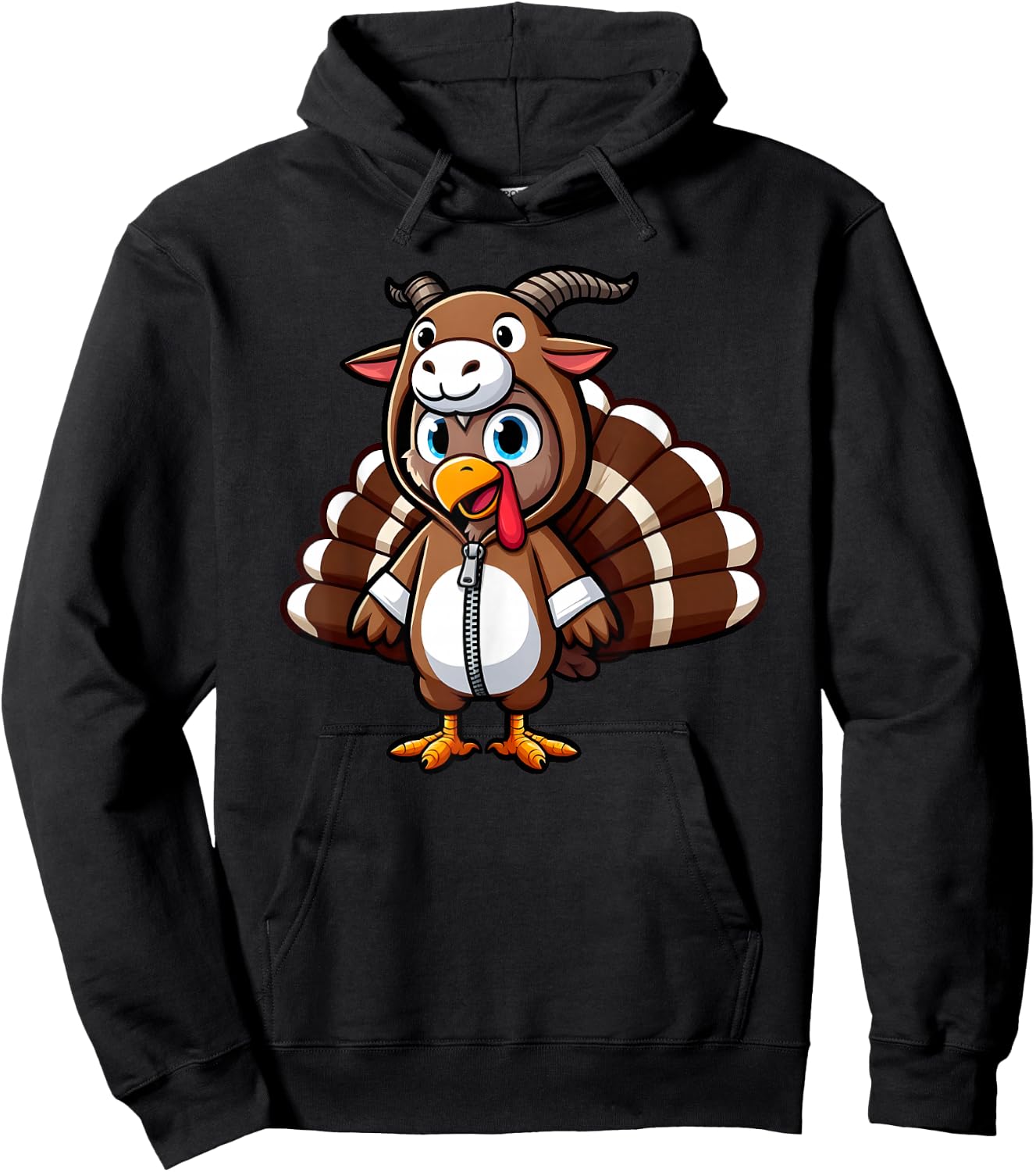 Turkey Costume Goat Funny Thanksgiving Turkey Women Men Hoodie - Hoodie | Black