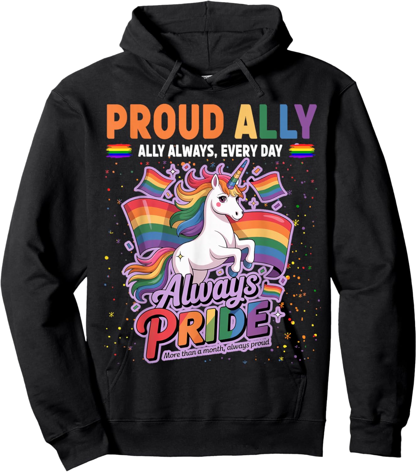 Proud Ally Costume Idea Lesbian & LGBTQ Gay Pride Hoodie - Hoodie | Black