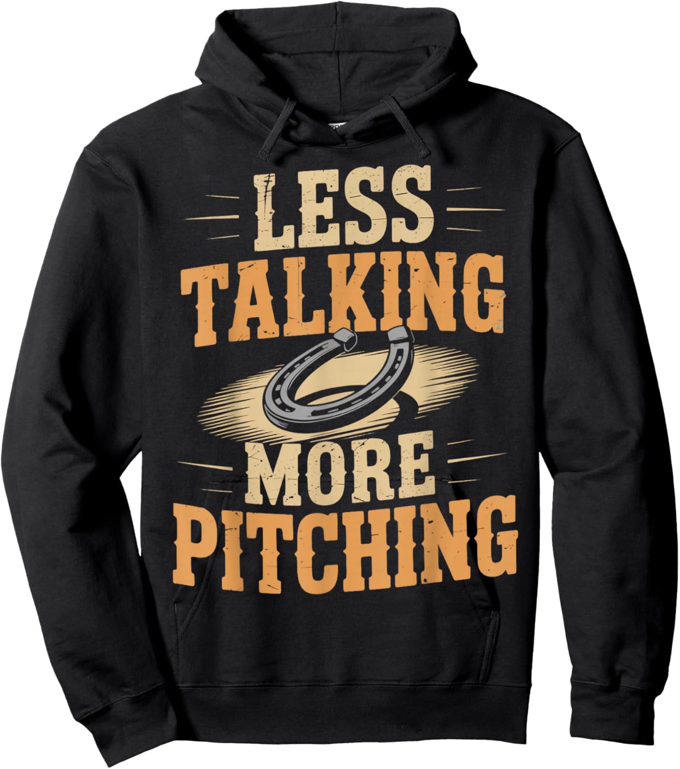 Less Talking More Horseshoes Game Ringer Horseshoe Pitching Hoodie - Hoodie | Black