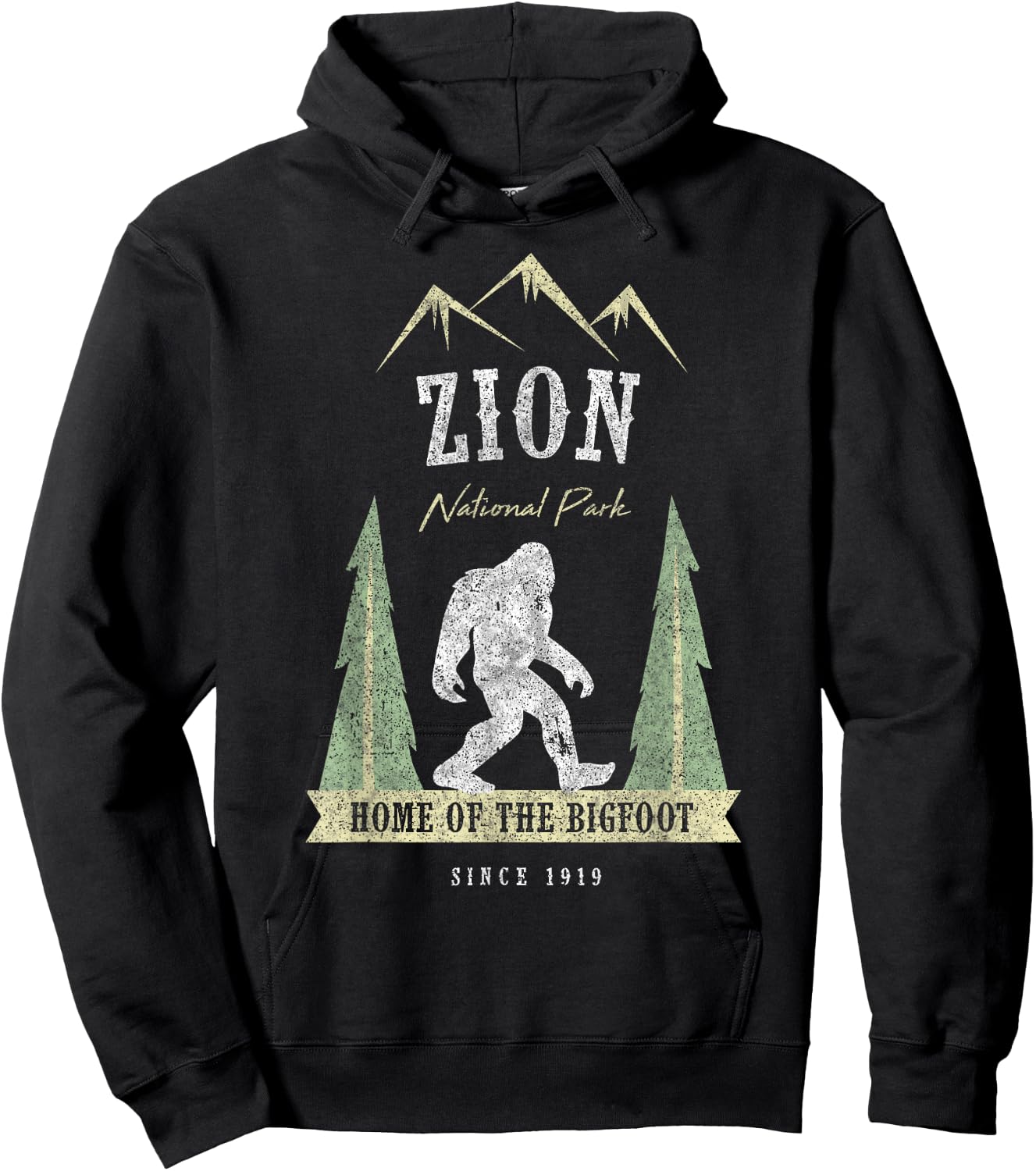 Zion National Park Shirt Vintage Bigfoot Utah Gift Hoodie - Hoodie | Black