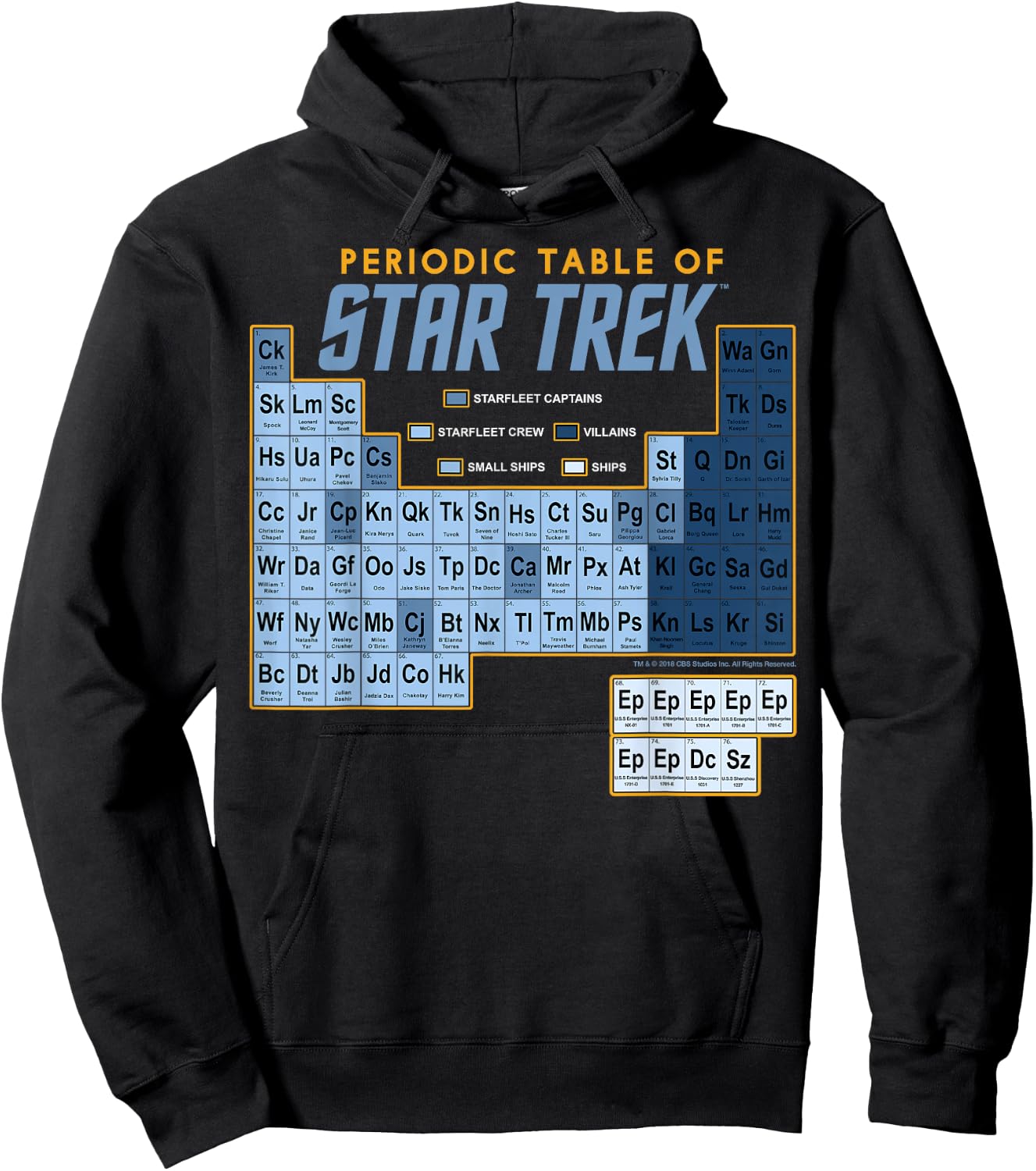 Star Trek Original Series Periodic Table Map Graphic Hoodie - Hoodie | Black