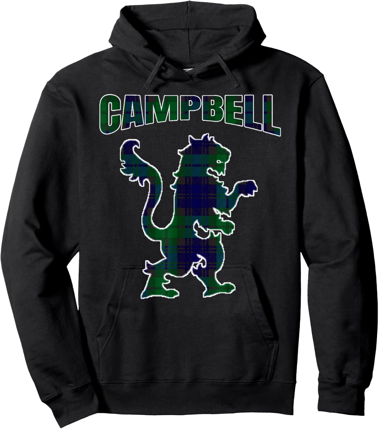 Campbell Clan Kilt Tartan Lion Namesake Scottish Hoodie - Hoodie | Black