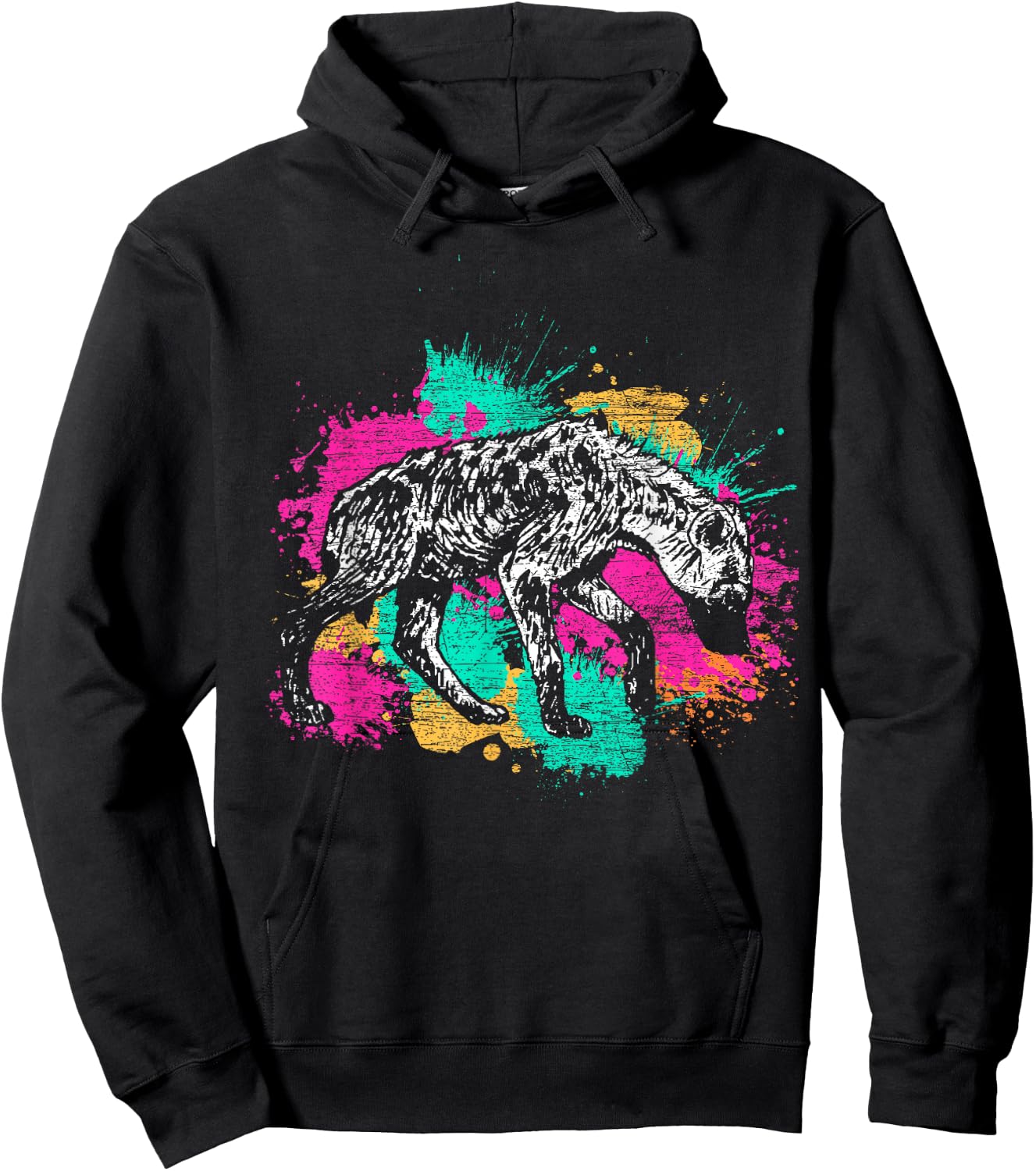 Colorful Hyena Hoodie - Hoodie | Black
