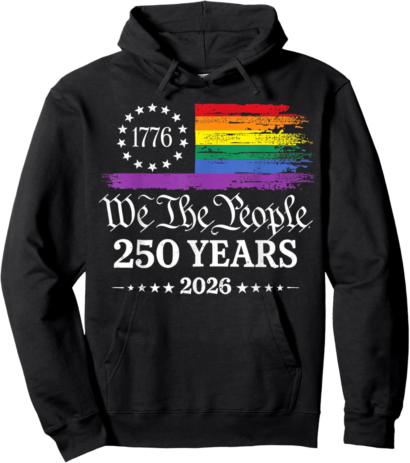 250th Anniversary USA 250 Year America Patriotic LGBTQ Pride Hoodie - Hoodie | Black