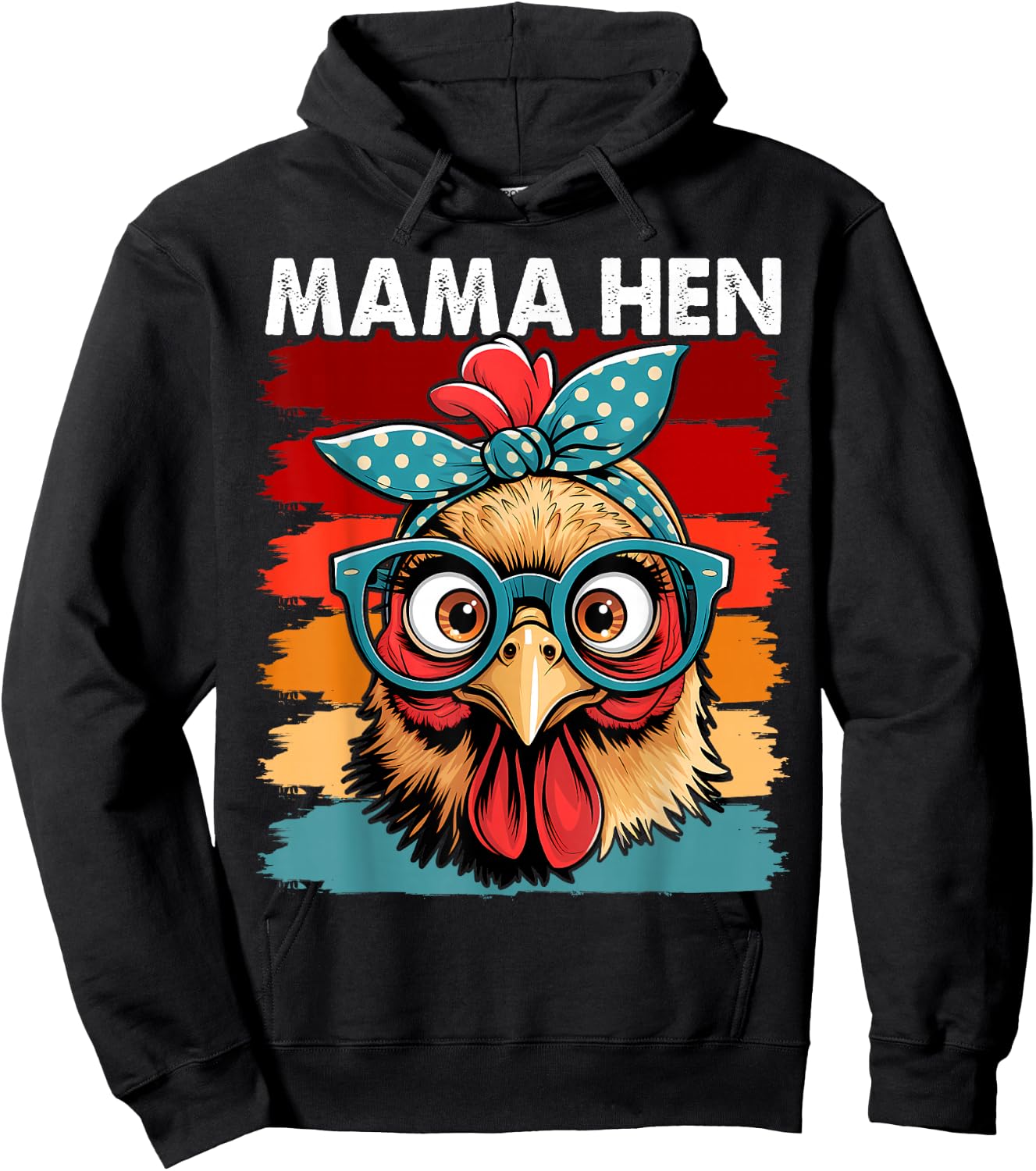 Vintage Mama Hen Chicken for Mom Farm Hoodie - Hoodie | Black