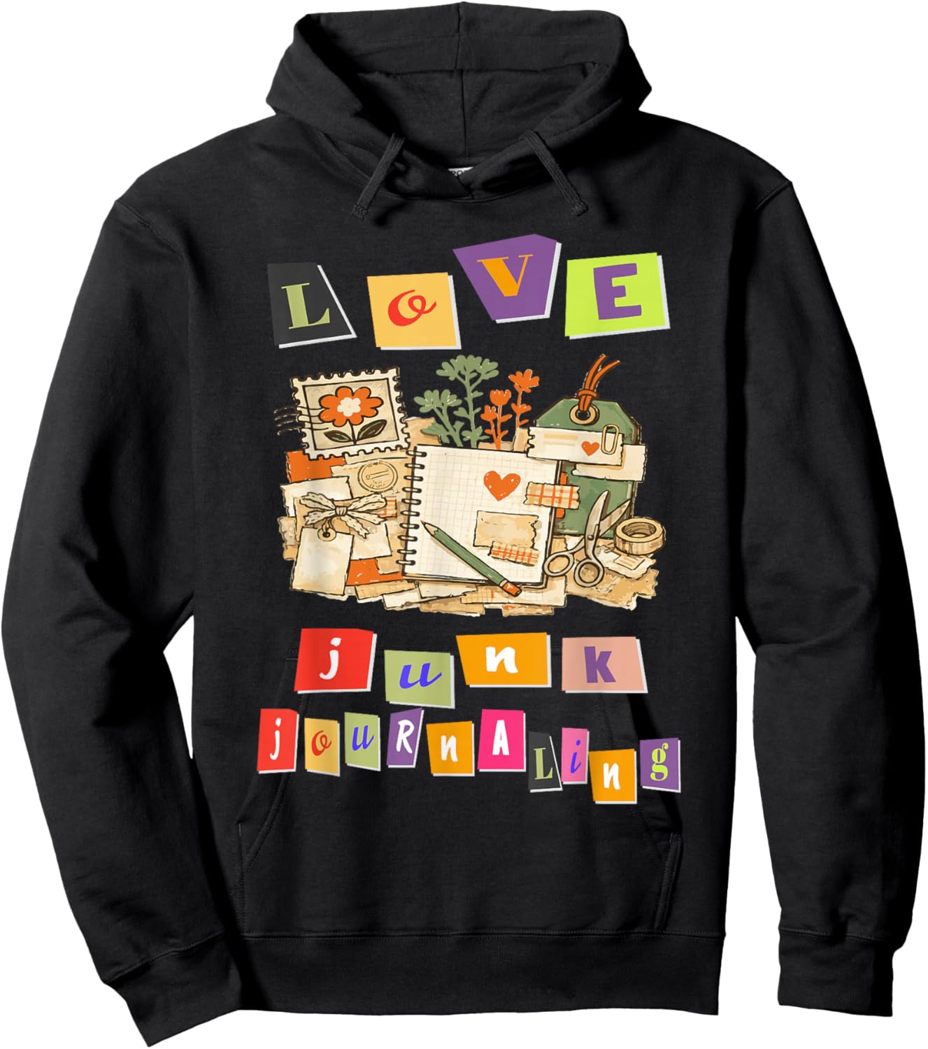 Love Junk Journaling Creative Scrapbooking Journal Crafting Hoodie - Hoodie | Black