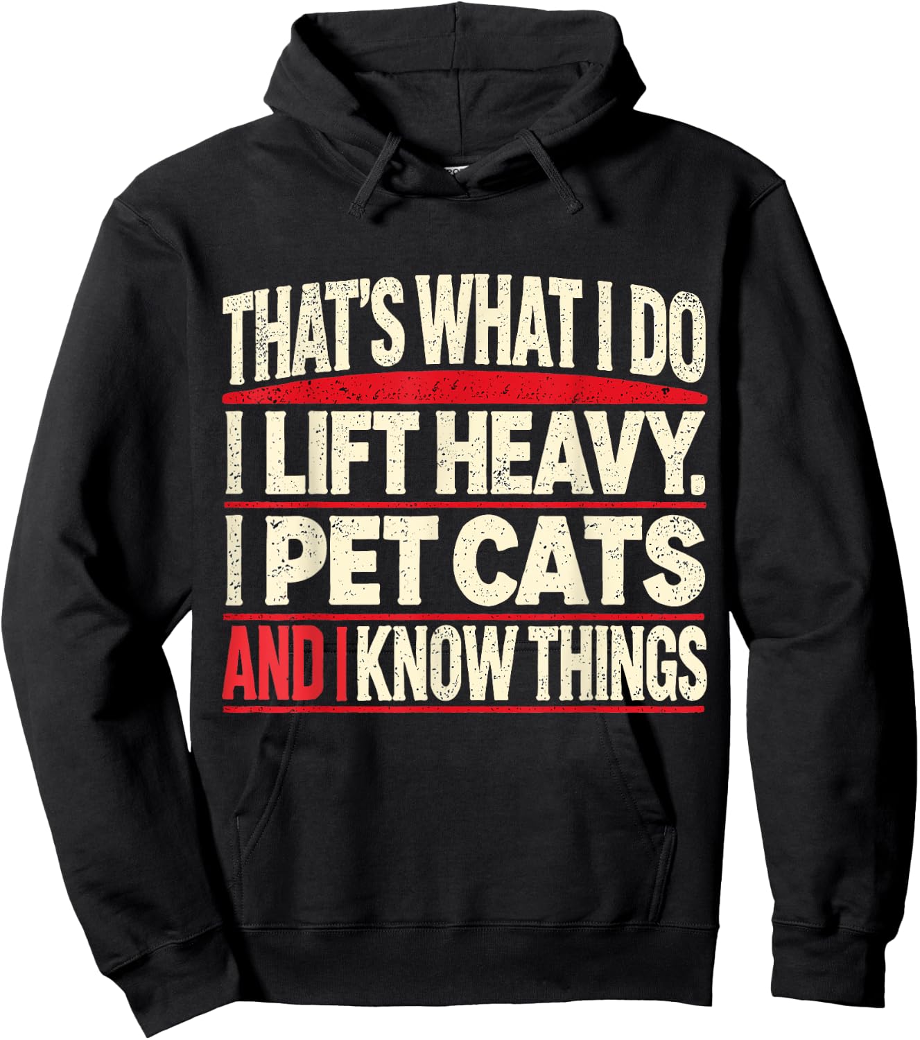 That's What I Do I Lift Heavy Pet Cats Lover -Adults Funny Gym Workout Weightlifting Cat Animal Powerlifting Black Short Sleeve Small Hoodie - Hoodie | Black