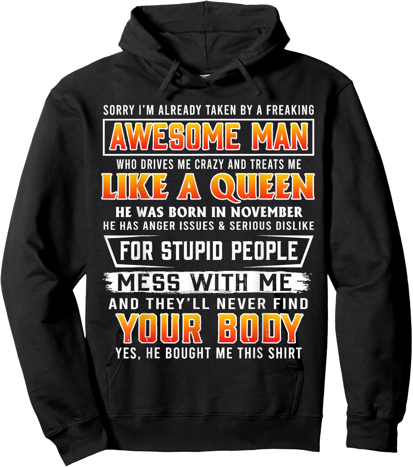 Sorry I'm Already Taken By A November Awesome Man Hoodie - Hoodie | Black