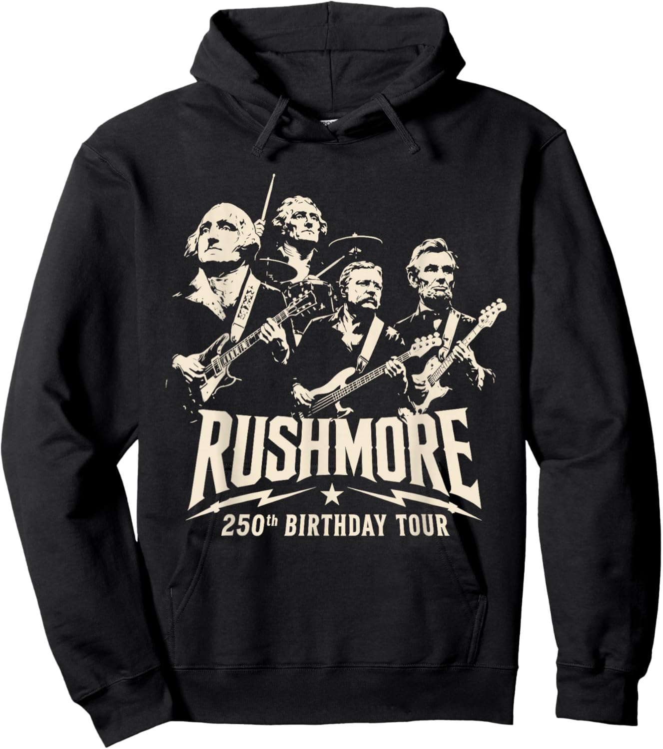 Funny Mount Rushmore 250th Birthday Tour Rockstar Graphic Hoodie - Hoodie | Black