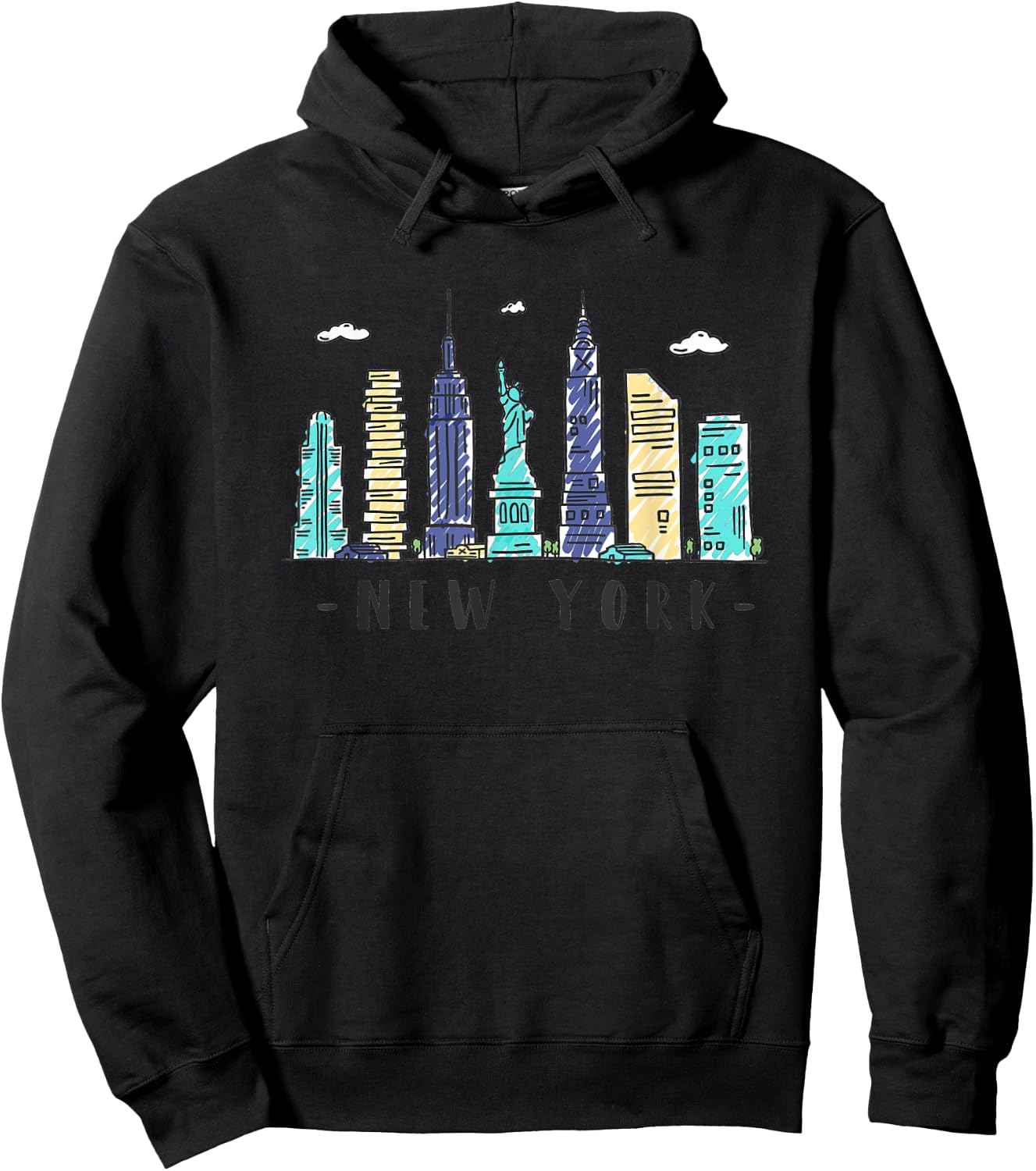 New York Skyline NYC NY City USA America Souvenir Gift Hoodie - Hoodie | Black