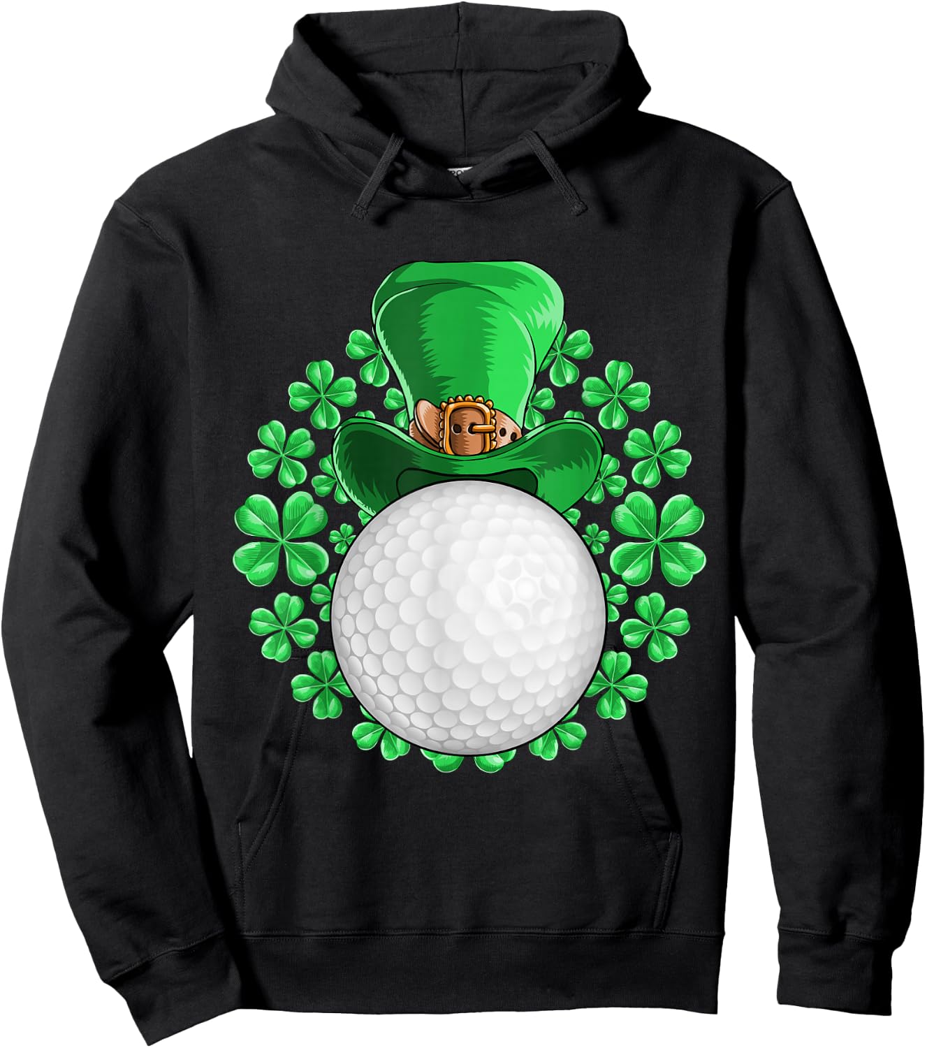 St Patricks Day Golfing Golf Clover Men Women Kids Hoodie - Hoodie | Black