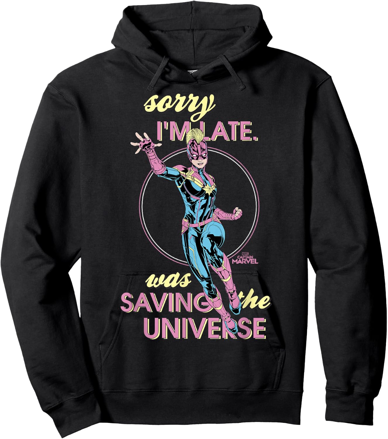 Captain Marvel Sorry I was Saving The Universe Hoodie - Hoodie | Black