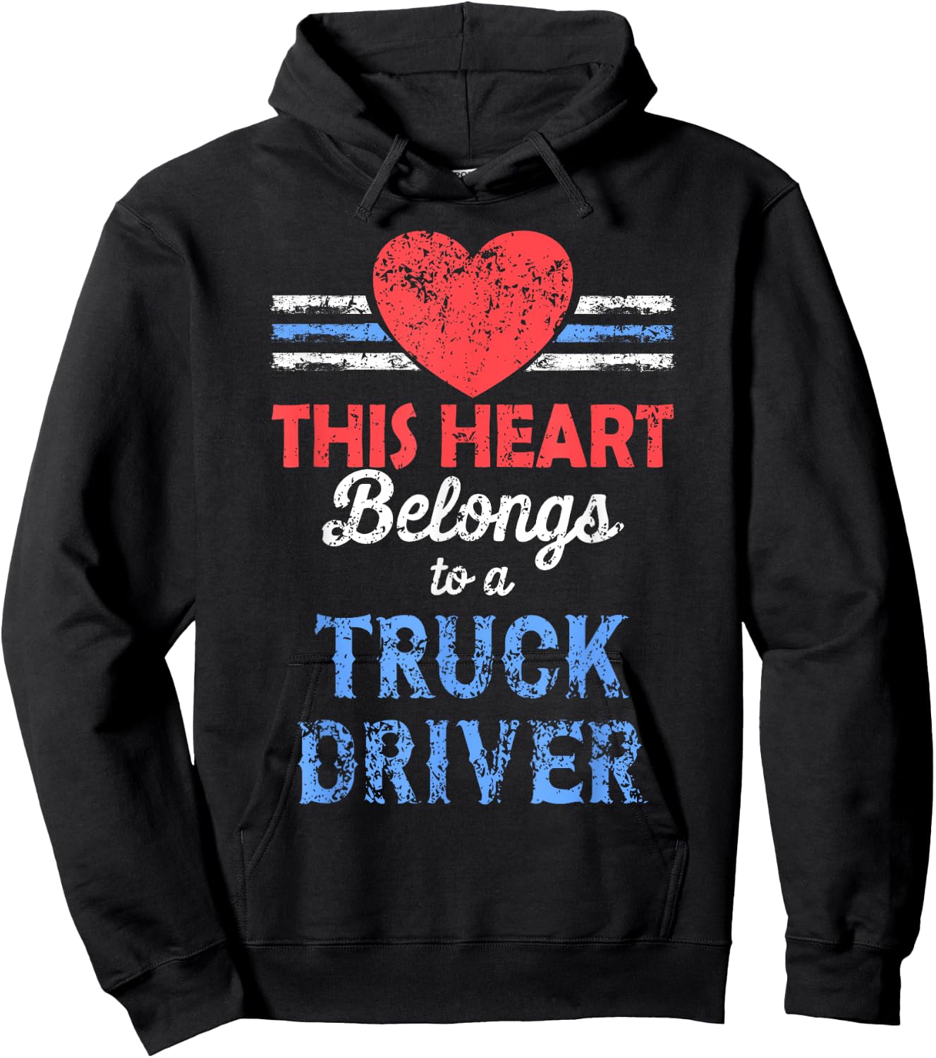 Truck Driver Wife, This Heart Belongs to a Truck Driver Hoodie - Hoodie | Black