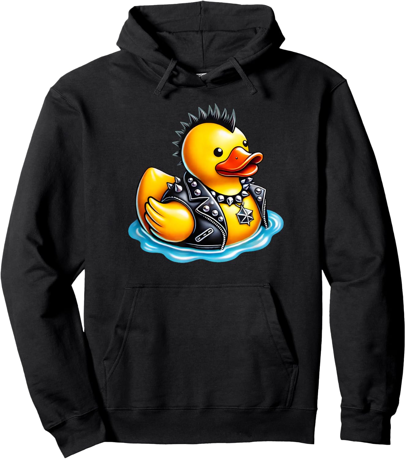 Cool Punk Rock Festival , Rock 'n Roll Gifts Cute Punk Rubber Duck Rock'n Roll Goth, Funny Duckling -Kids Hoodie - Hoodie | Black