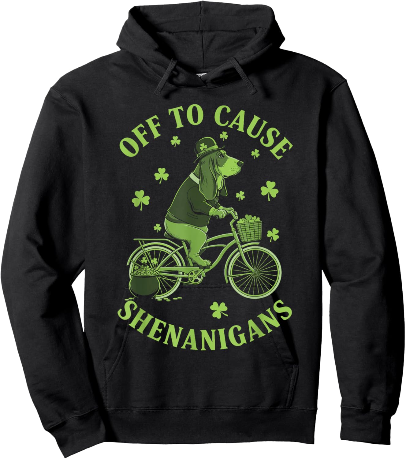 Off to Cause Shenanigans Basset Hound St Patricks Day Hoodie - Hoodie | Black