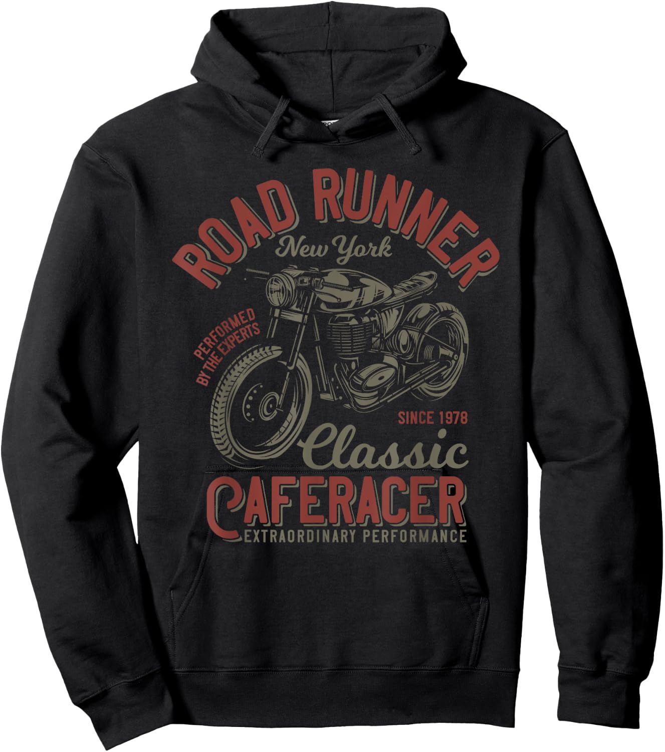 Road Runner New York Cafe Racer Retro Vintage Motorcycle Hoodie - Hoodie | Black