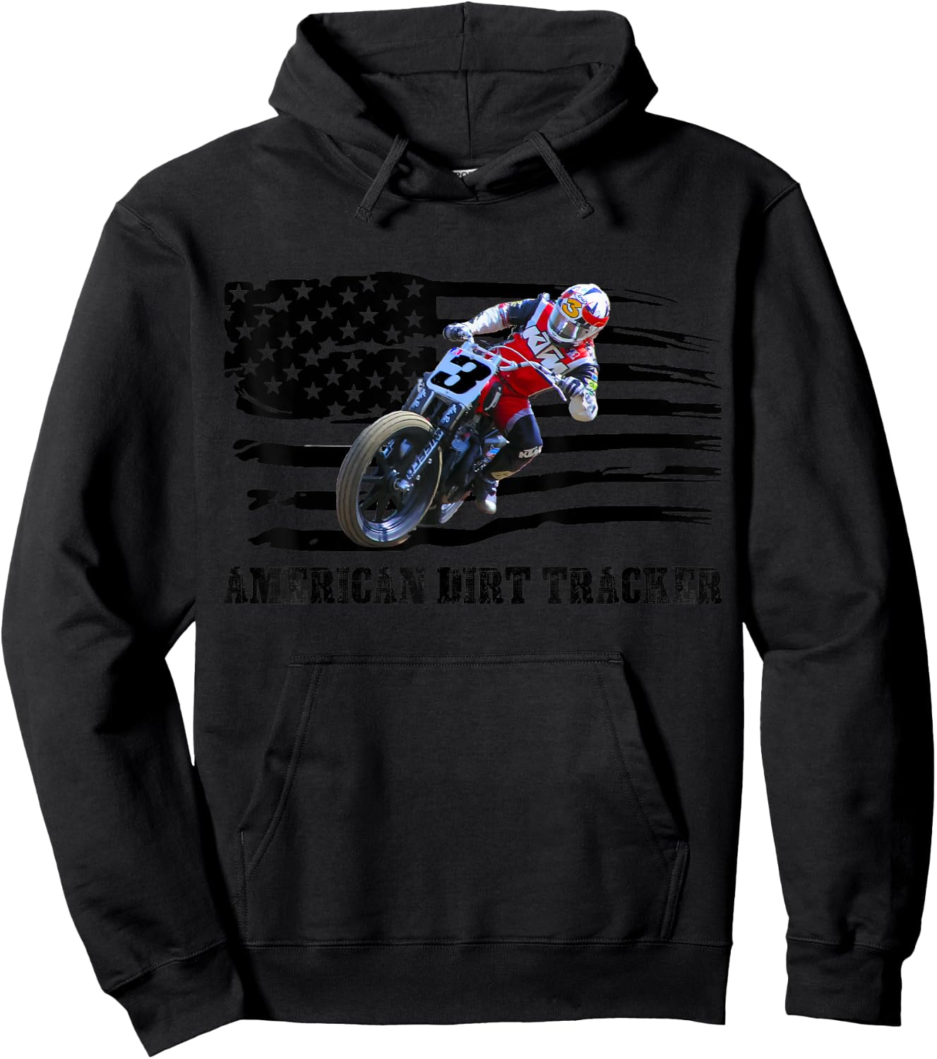 American Dirt Tracker Flat Track Racer Dirt Track Men Boys Hoodie - Hoodie | Black