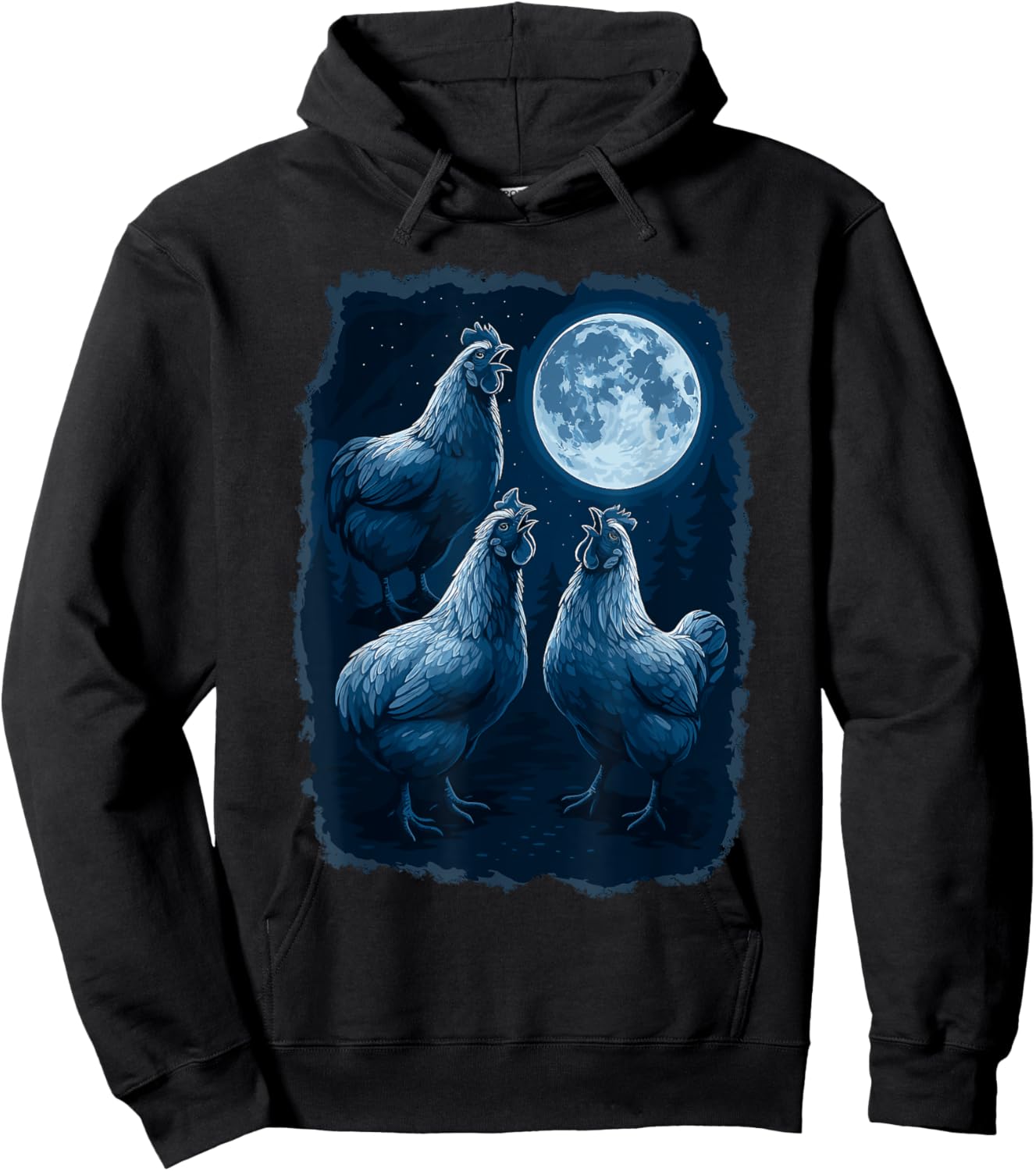 Chicken Howling At The Moon Wildlife Chickens Lovers Hoodie - Hoodie | Black