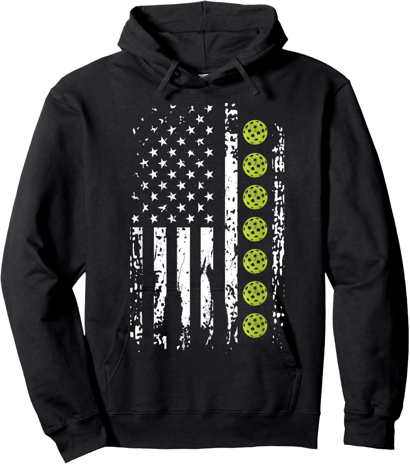 Pickleball Shirt American Flag Pickleball Player Gift Hoodie - Hoodie | Black