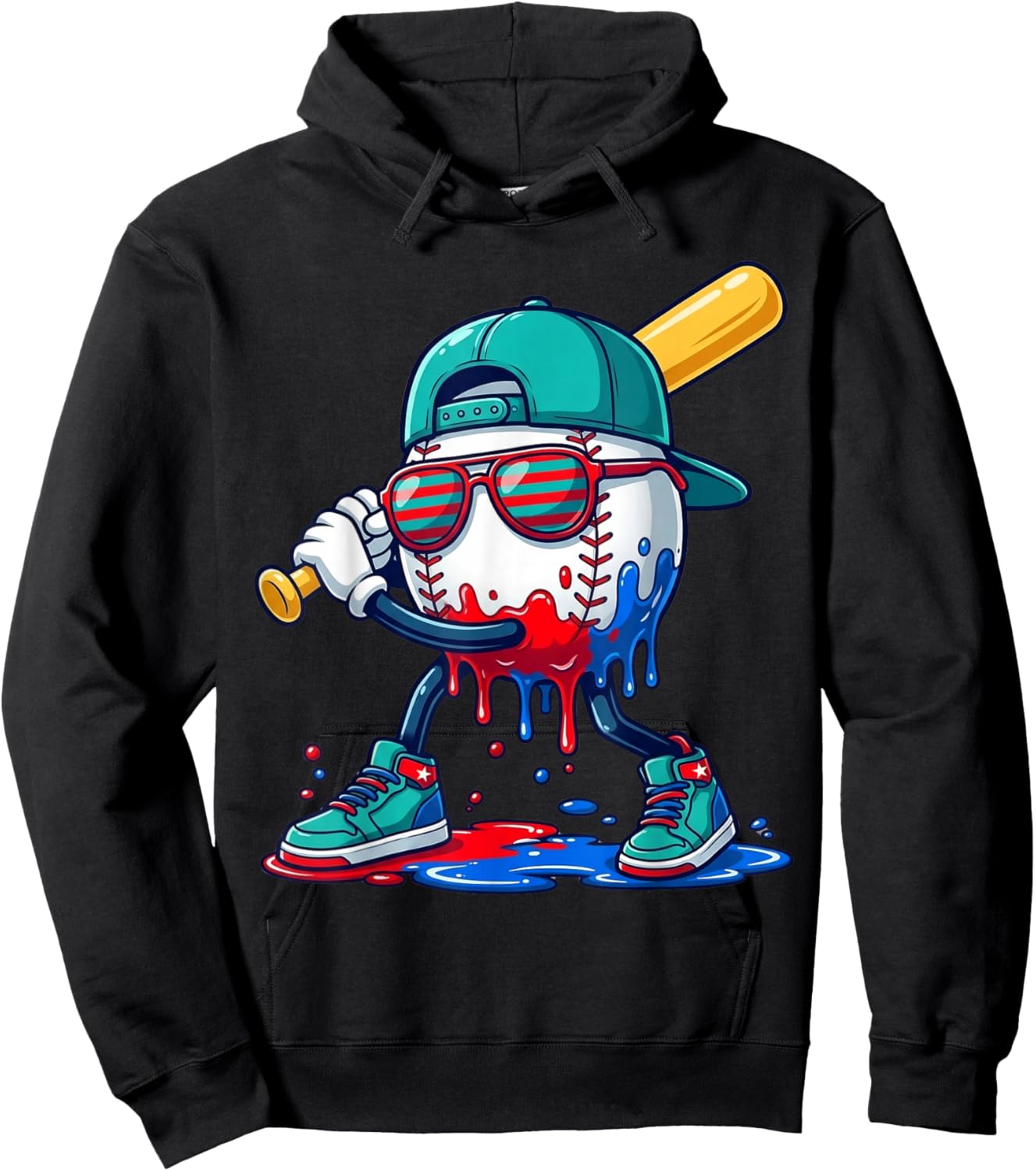 Baseball Drip for Boys Ice Cream Drip Baseball Sport Lover Hoodie - Hoodie | Black