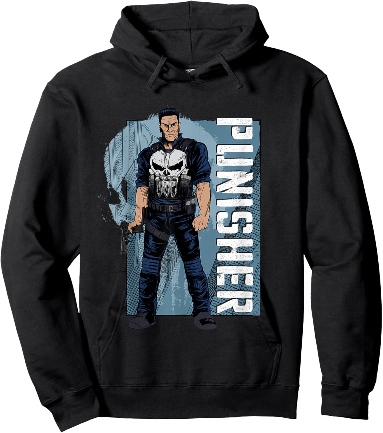 Marvel Spider-Man: New Day Punisher Vertical Text Hoodie - Hoodie | Black