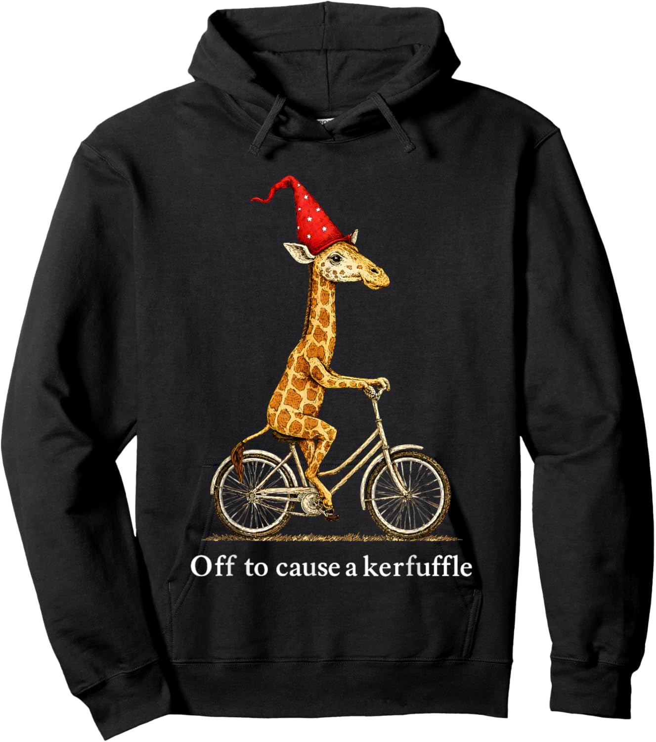 Giraffe Off to Cause A Kerfuffle Hoodie - Hoodie | Black